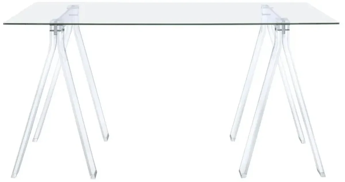 Amaturo - Glass Top Acrylic Writing Desk - Clear