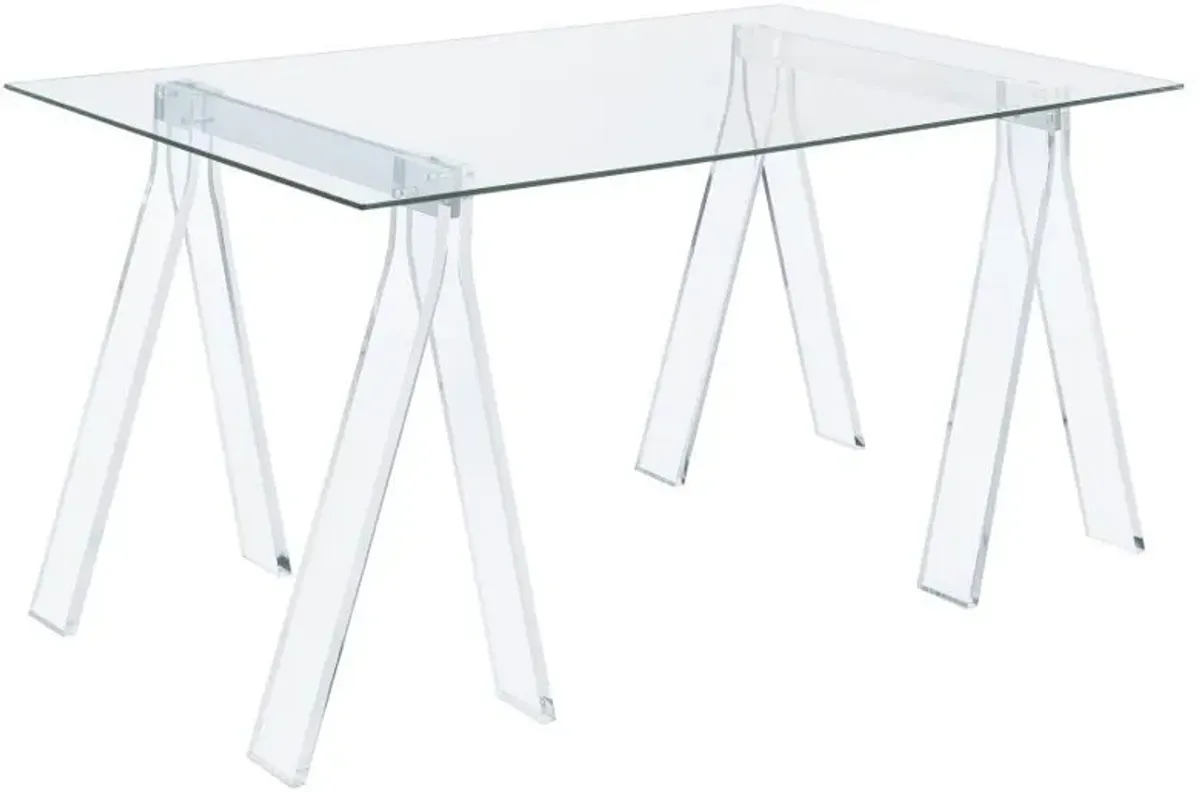 Amaturo - Glass Top Acrylic Writing Desk - Clear