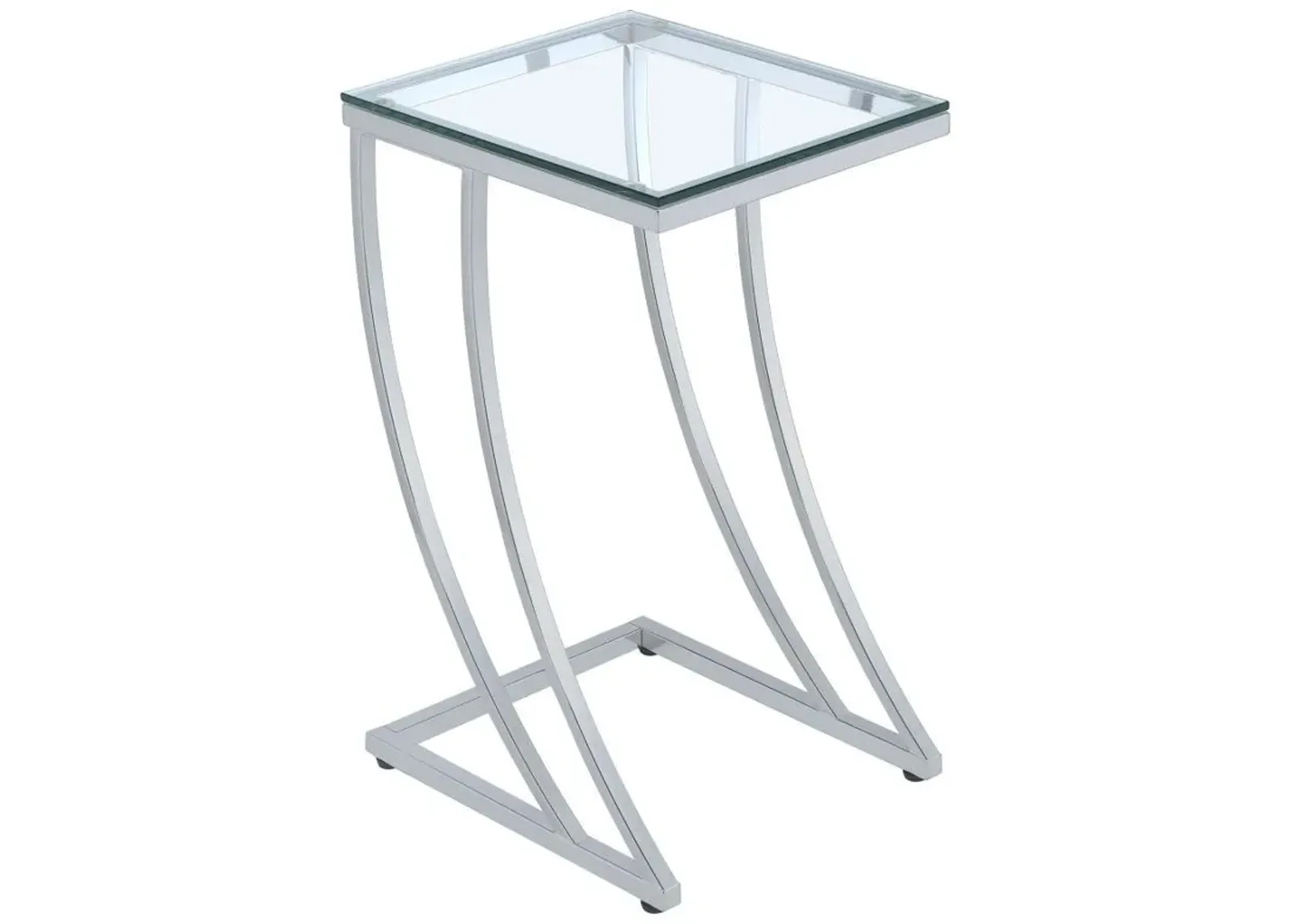 Cayden - Rectangular Glass Top Sofa Side Table - Chrome