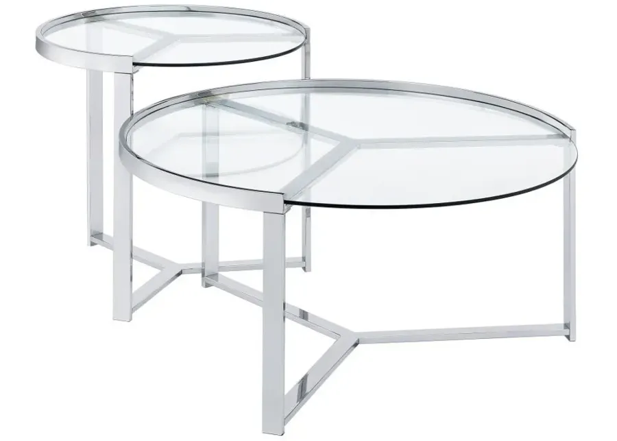 Delia - Round Glass Top Nesting Coffee Table