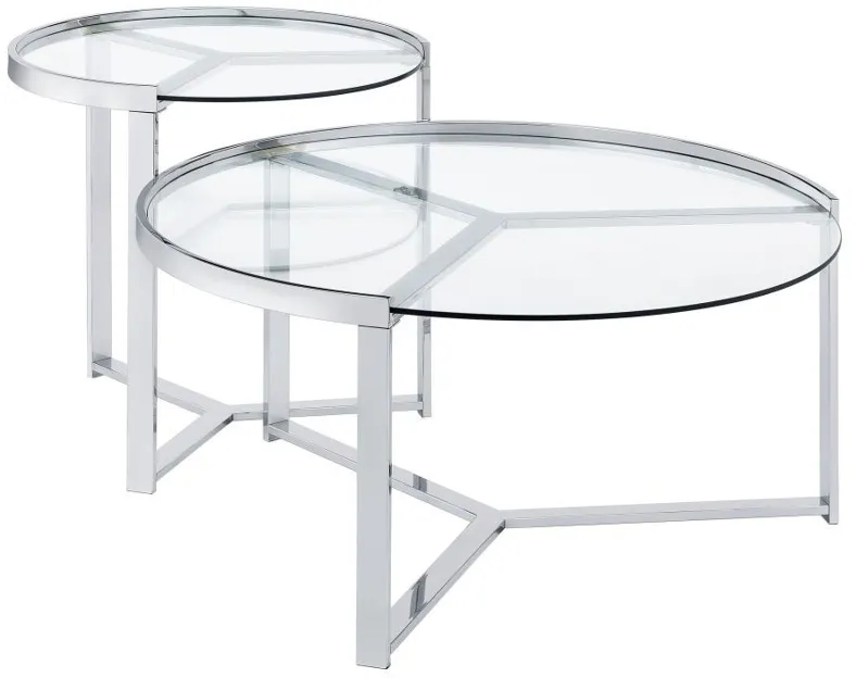 Delia - Round Glass Top Nesting Coffee Table