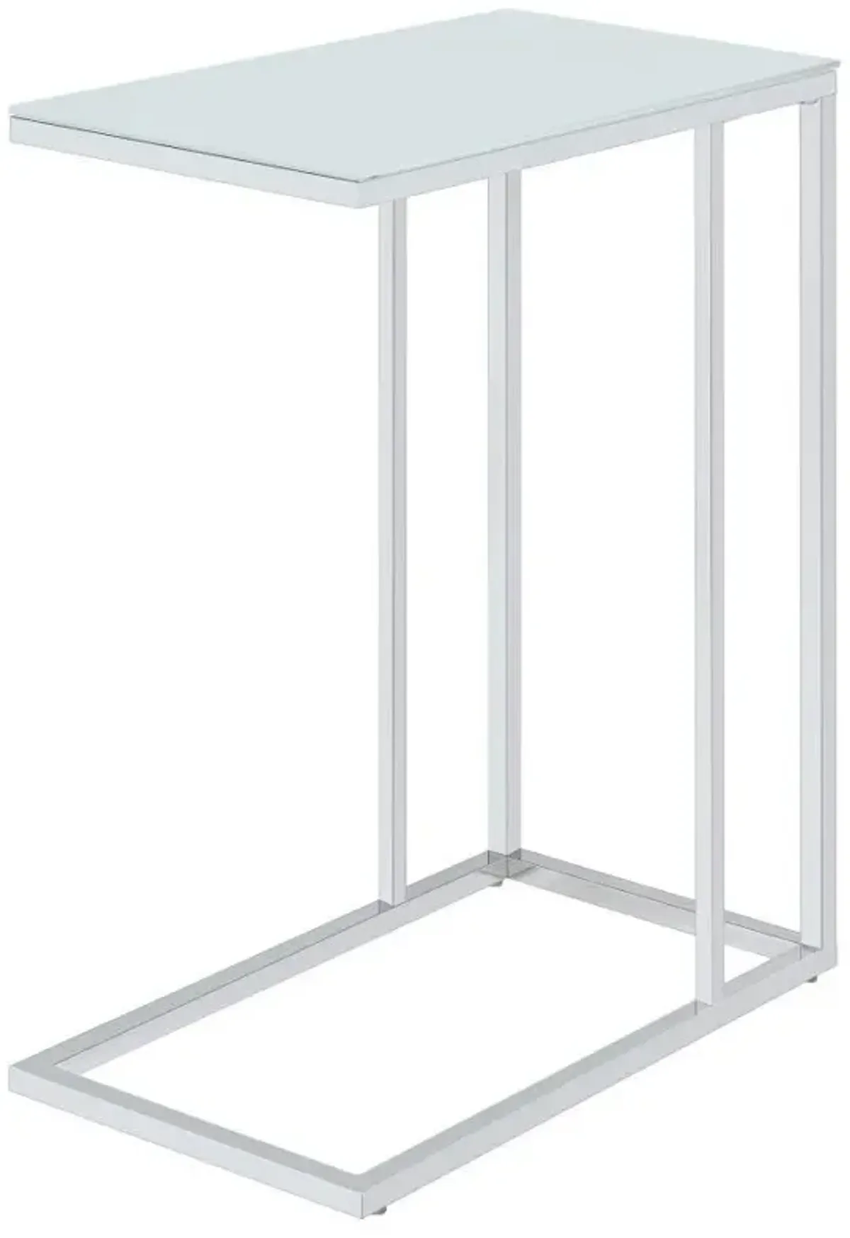 Stella - Glass Top C-Shaped Sofa Side Table - Chrome