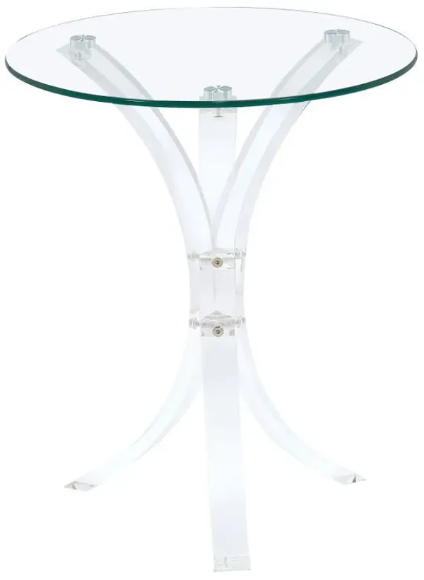 Laning - Round Glass Top Acrylic Side Table - Clear