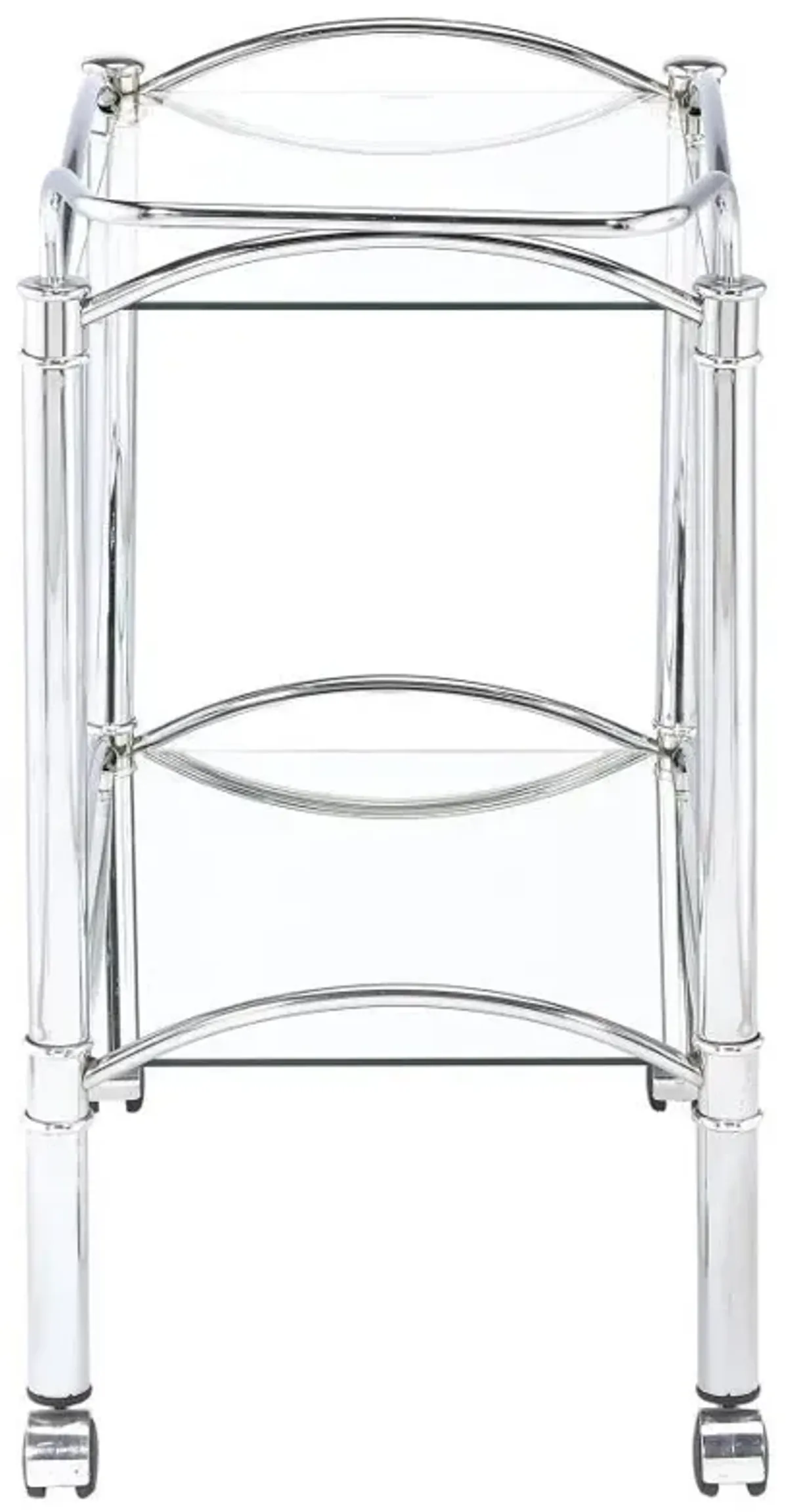 Shadix - 2-Tier Rectangular Glass Shelf Metal Bar Cart - Chrome