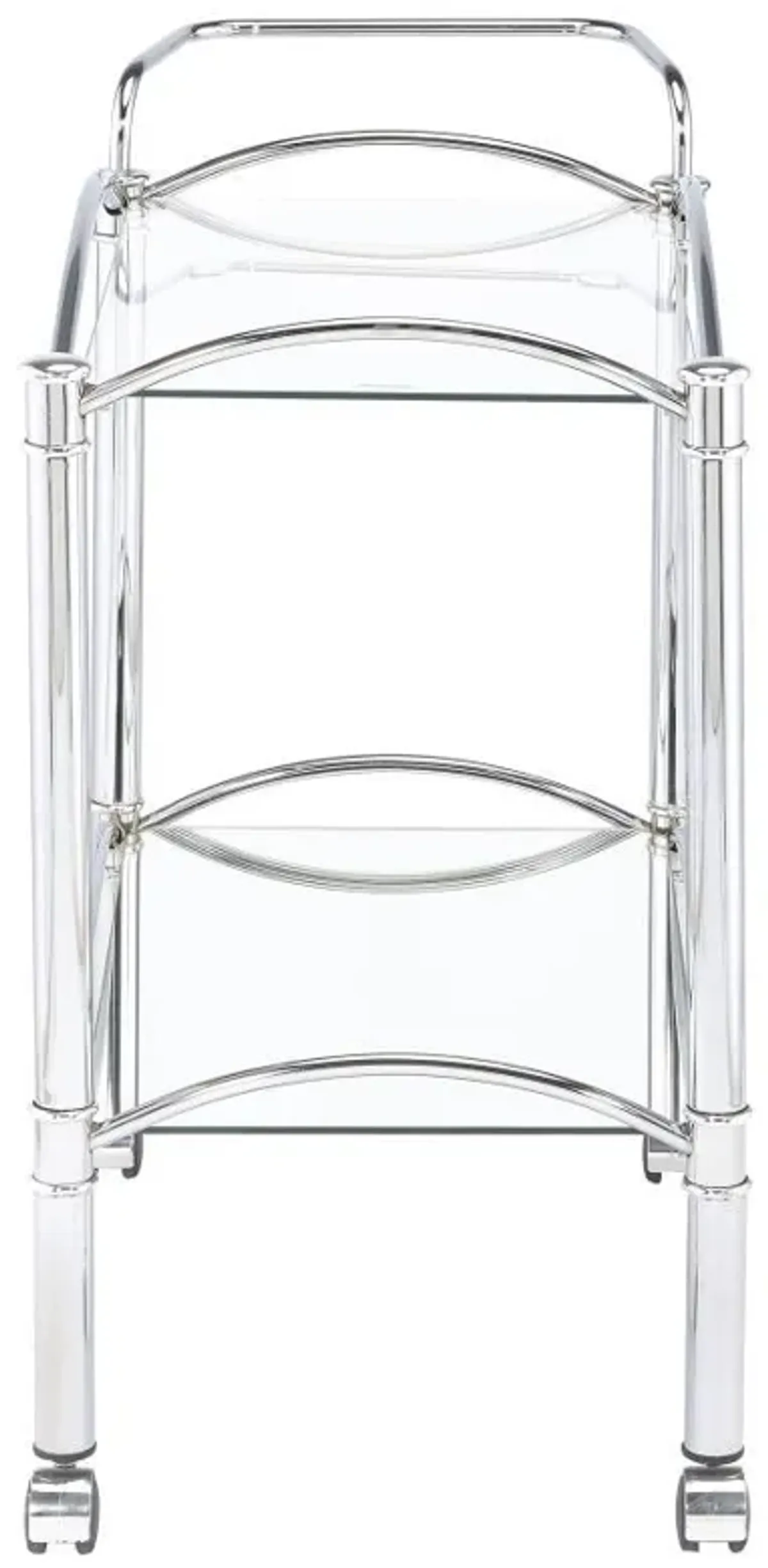 Shadix - 2-Tier Rectangular Glass Shelf Metal Bar Cart - Chrome