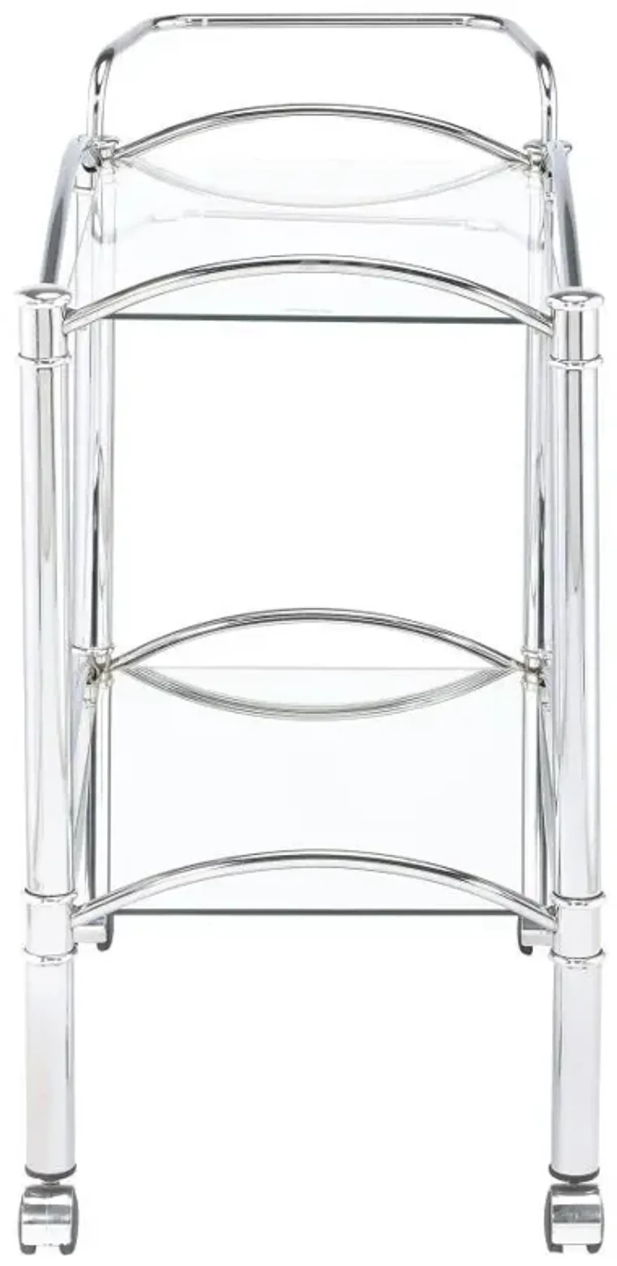 Shadix - 2-Tier Rectangular Glass Shelf Metal Bar Cart - Chrome