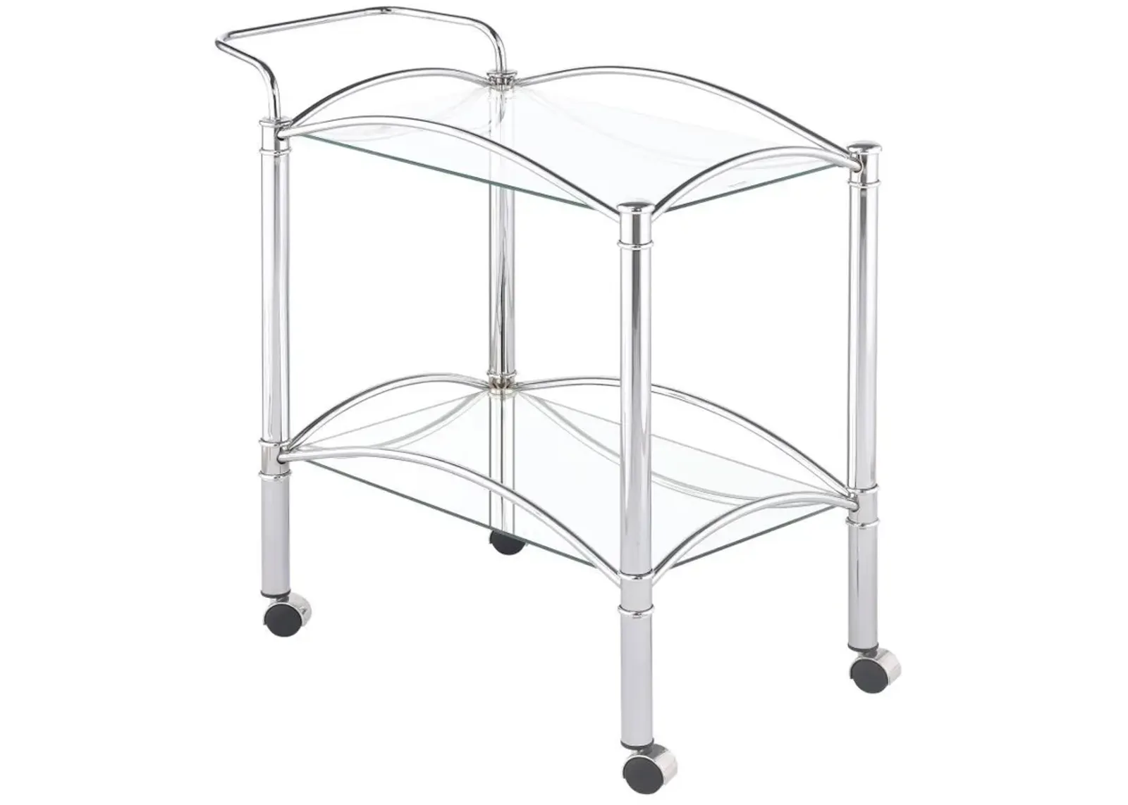 Shadix - 2-Tier Rectangular Glass Shelf Metal Bar Cart - Chrome