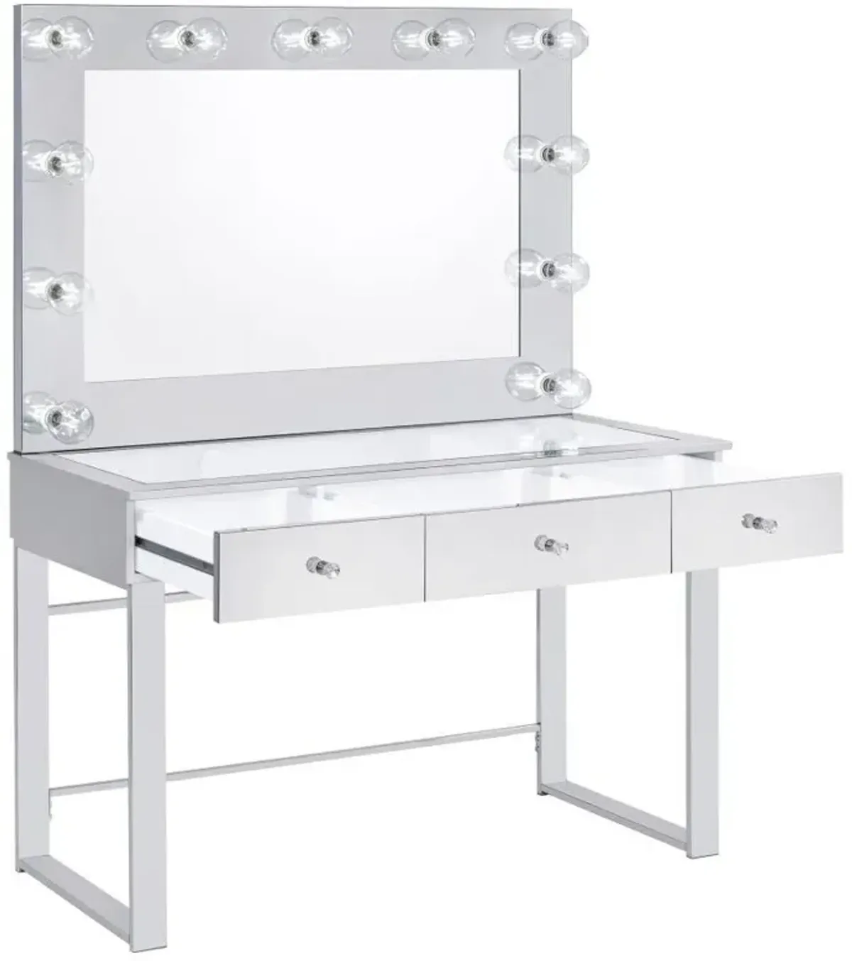 Umbridge - 3-Drawer Vanity Set With Lighting - Chrome And White