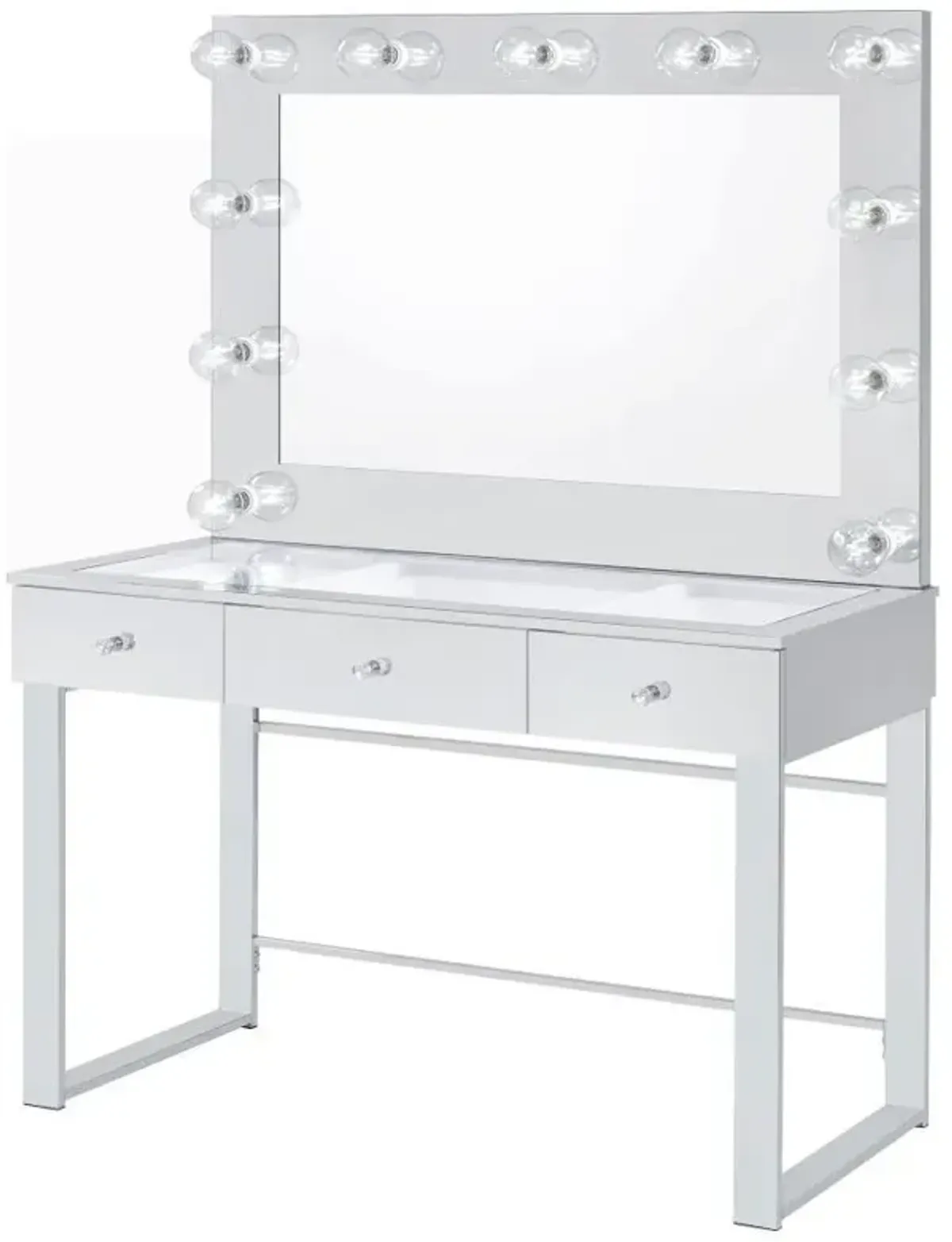 Umbridge - 3-Drawer Vanity Set With Lighting - Chrome And White