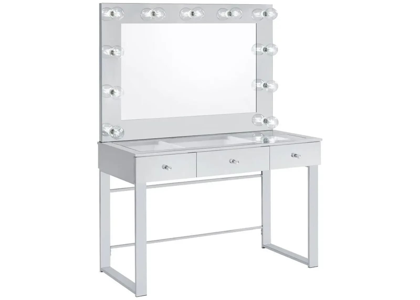 Umbridge - 3-Drawer Vanity Set With Lighting - Chrome And White