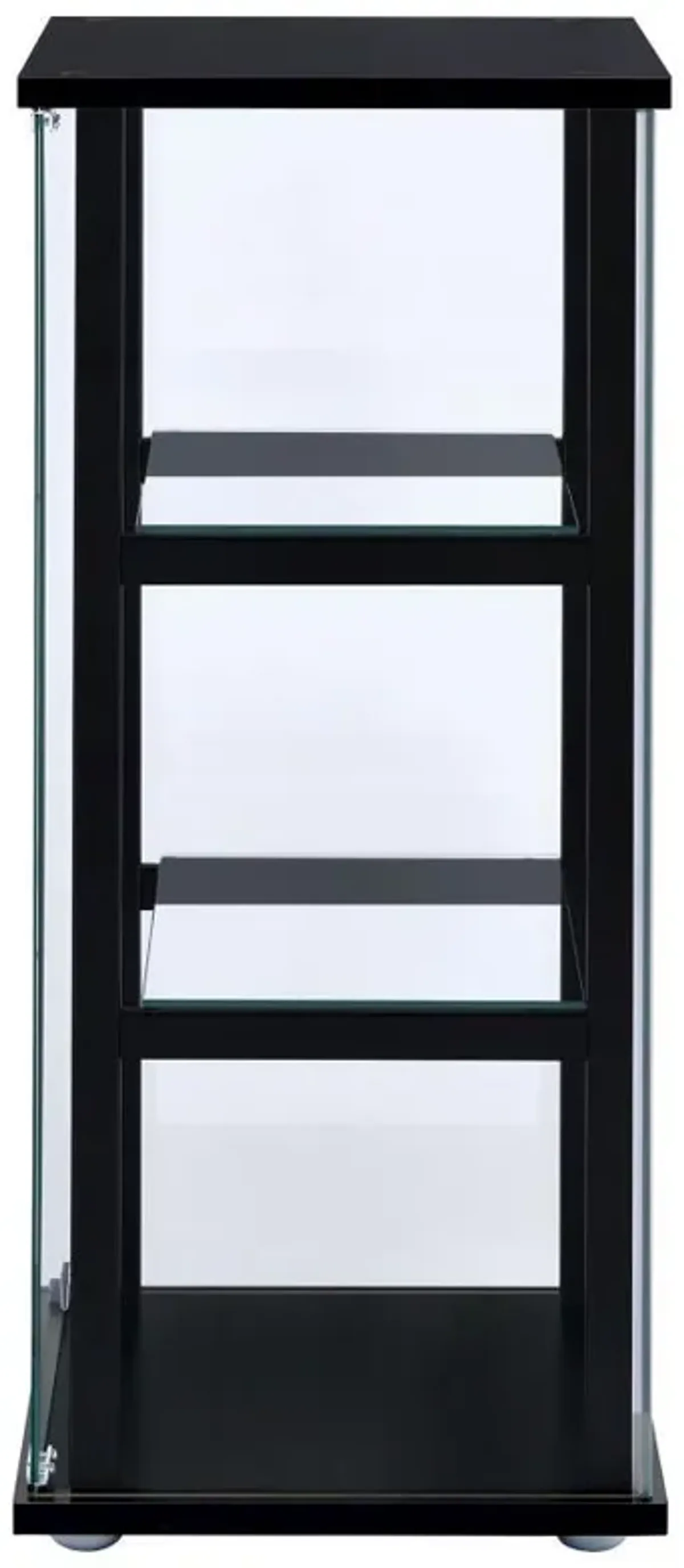 Cyclamen - 3-Shelf Clear Glass Curio Display Cabinet - Black