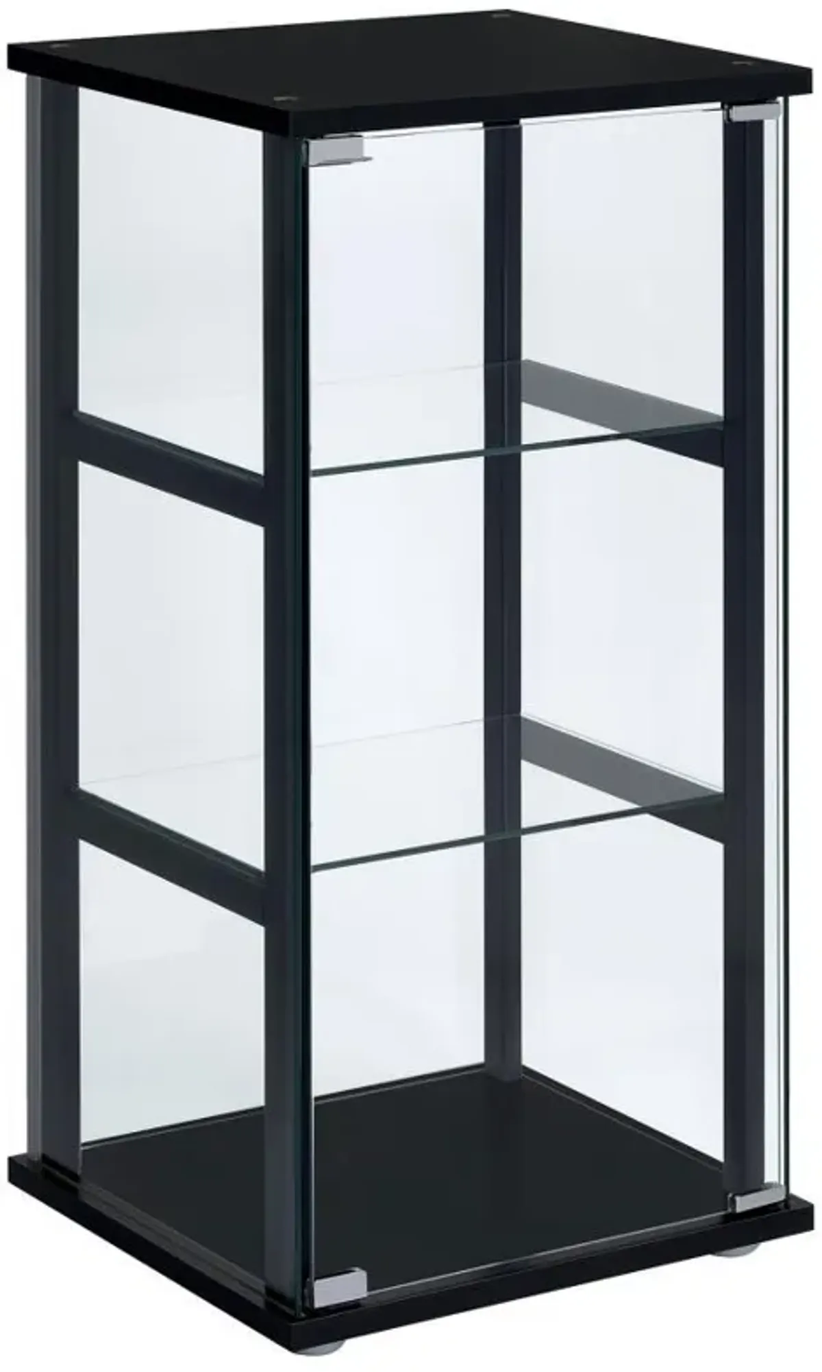 Cyclamen - 3-Shelf Clear Glass Curio Display Cabinet - Black