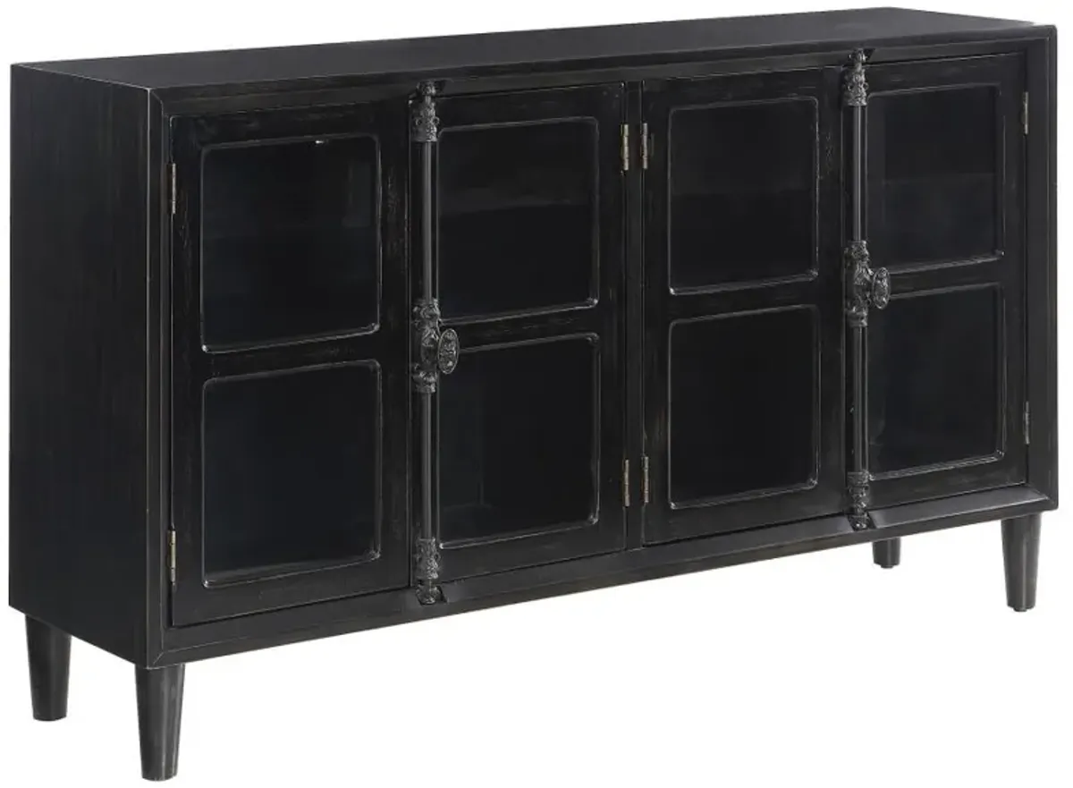 Sylvia - 4 Door Accent Cabinet - Black