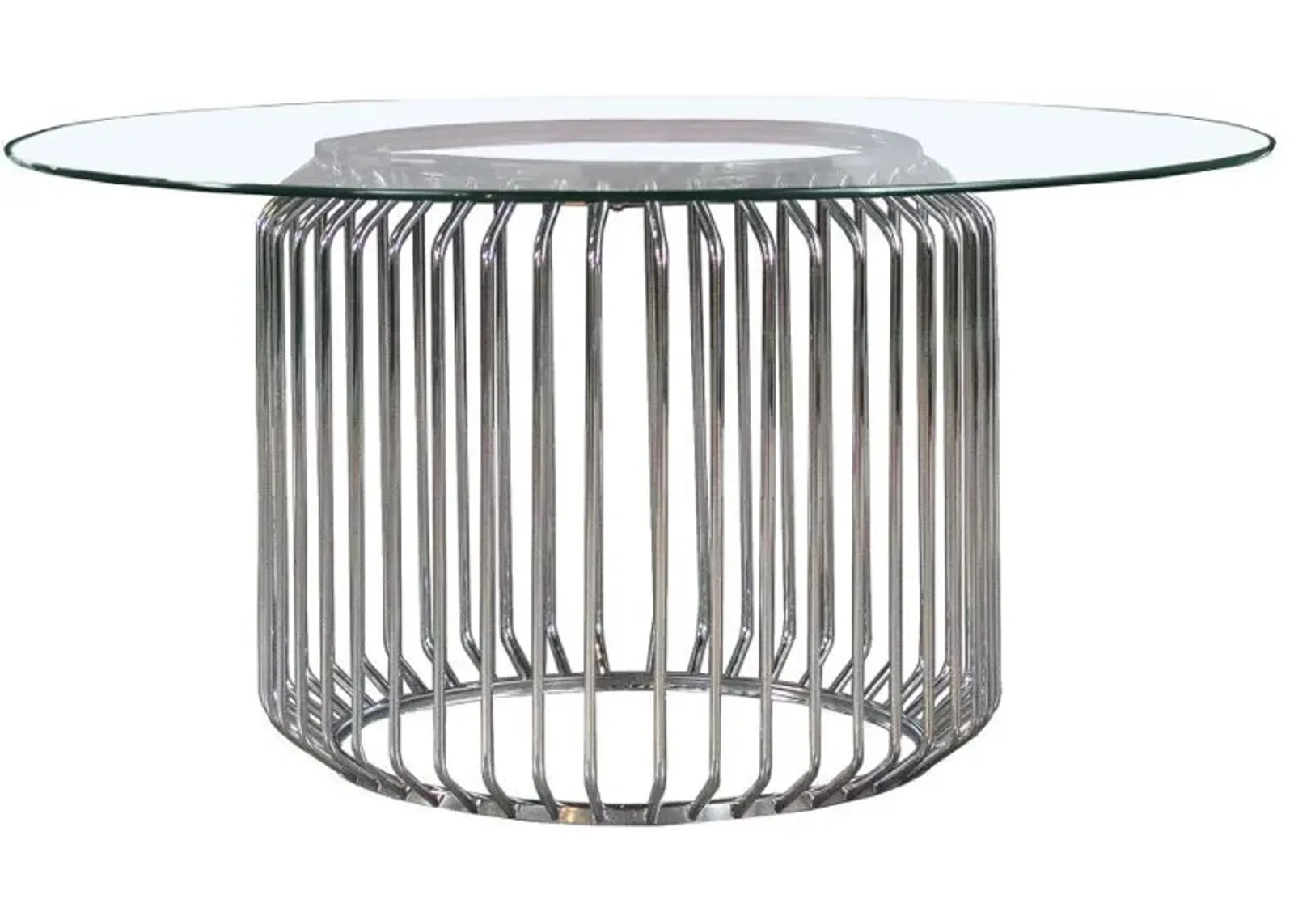 Veena - 60" Round Glass Top Dining Table - Clear And Chrome