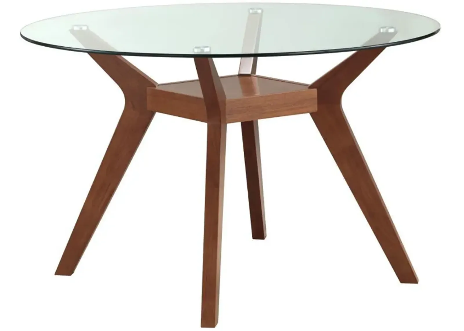 Paxton - Round Glass Top Wood Dining Table - Nutmeg