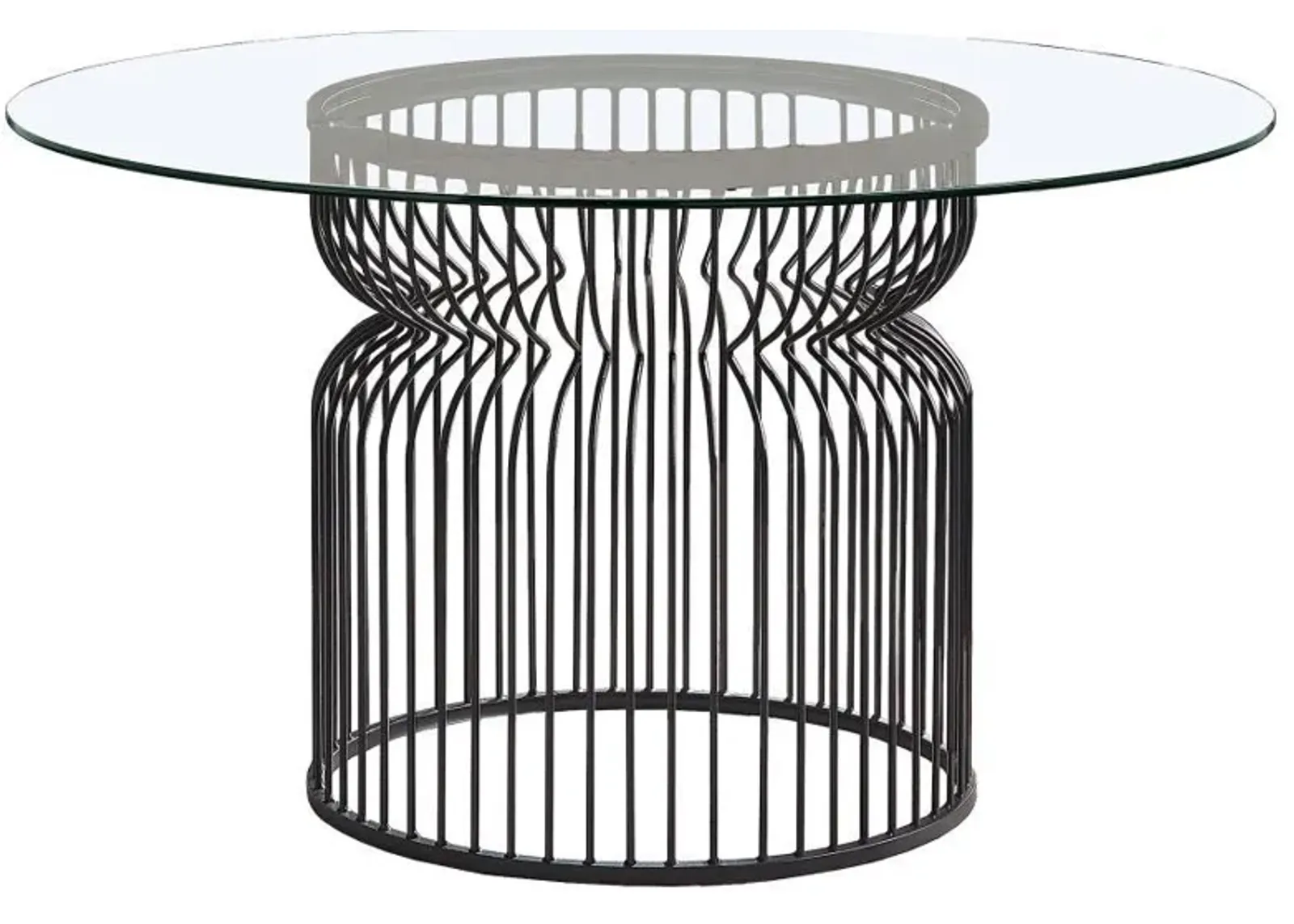 Granvia - Round Glass Top Dining Table - Clear And Gunmetal