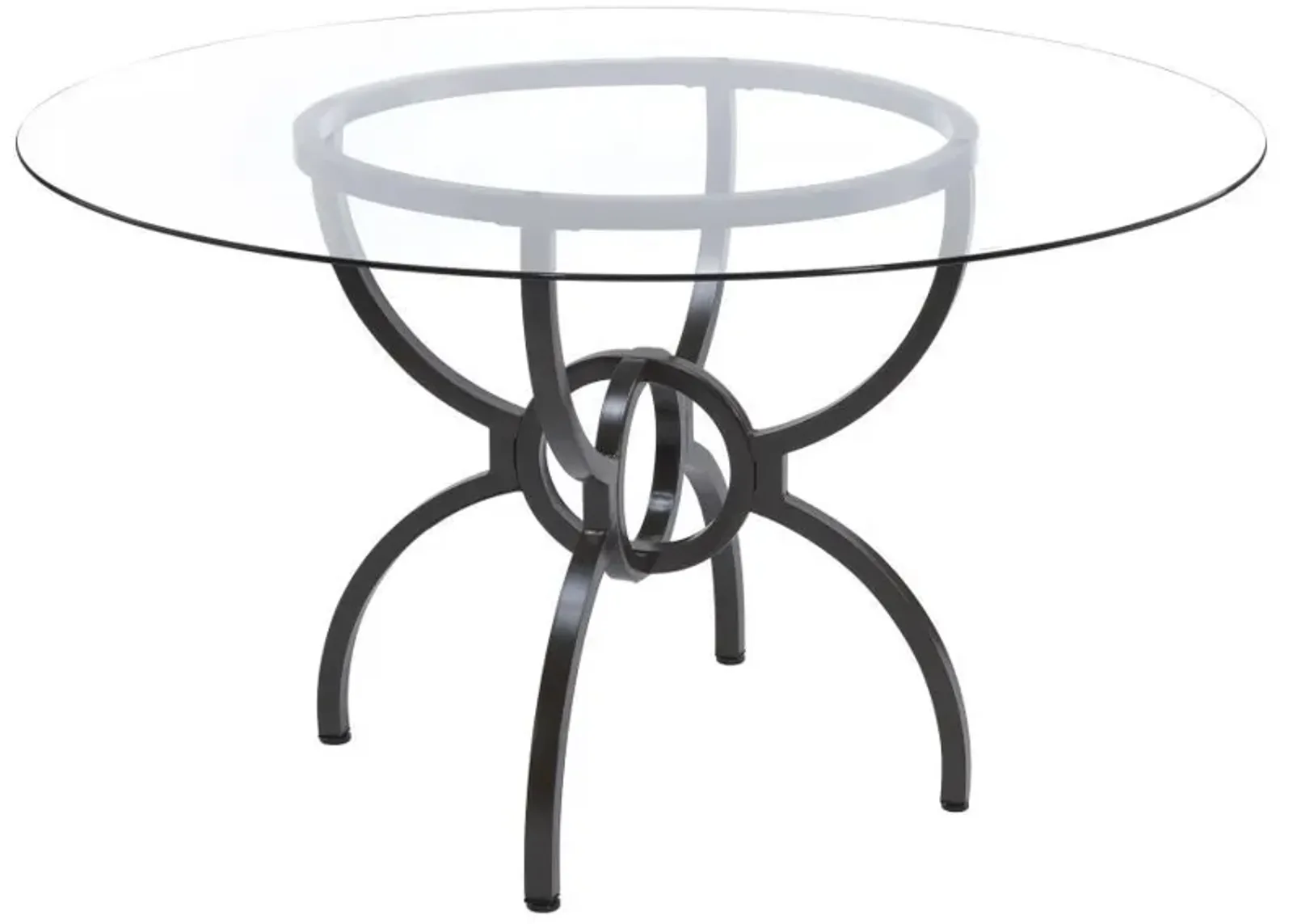 Aviano - Round Glass Top Metal Dining Table - Gunmetal