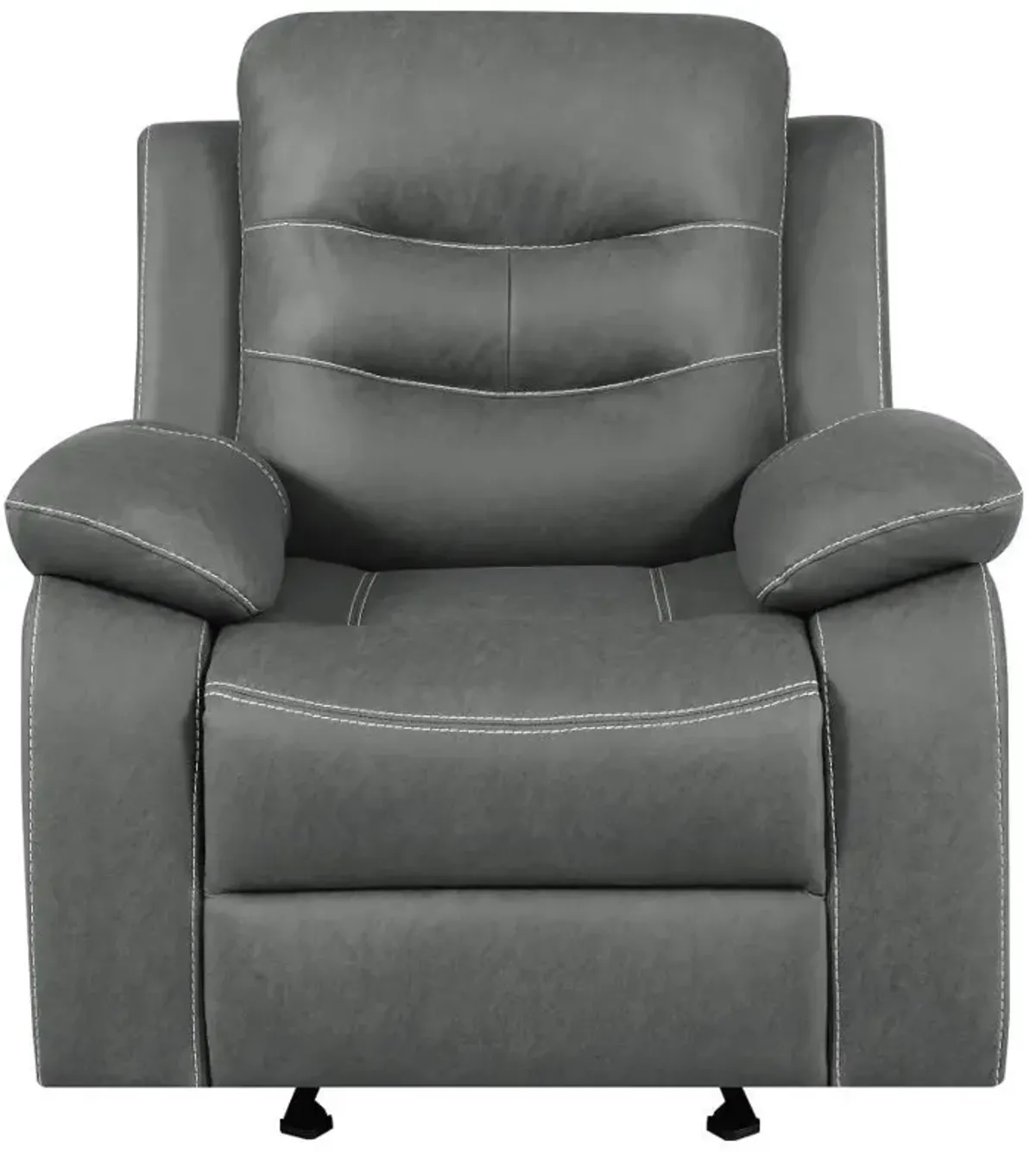 Nova - Upholstered Padded Arm Glider Recliner - Dark Gray