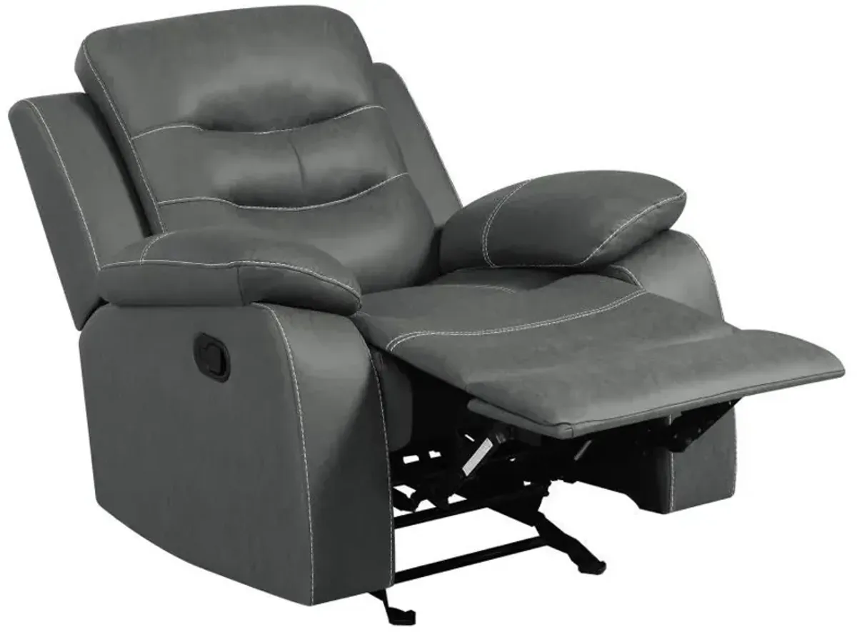 Nova - Upholstered Padded Arm Glider Recliner - Dark Gray