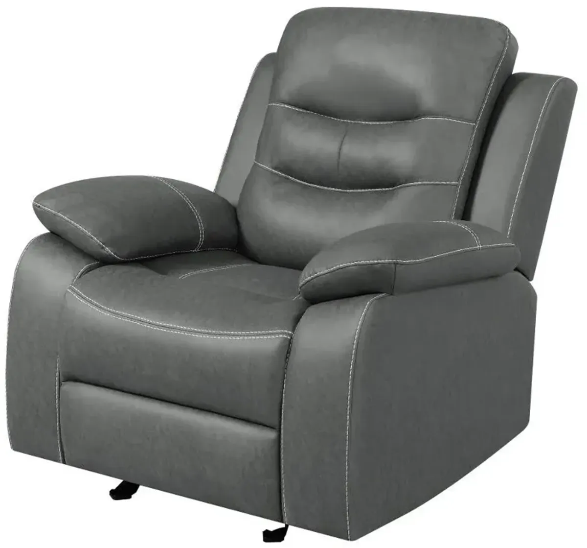 Nova - Upholstered Padded Arm Glider Recliner - Dark Gray