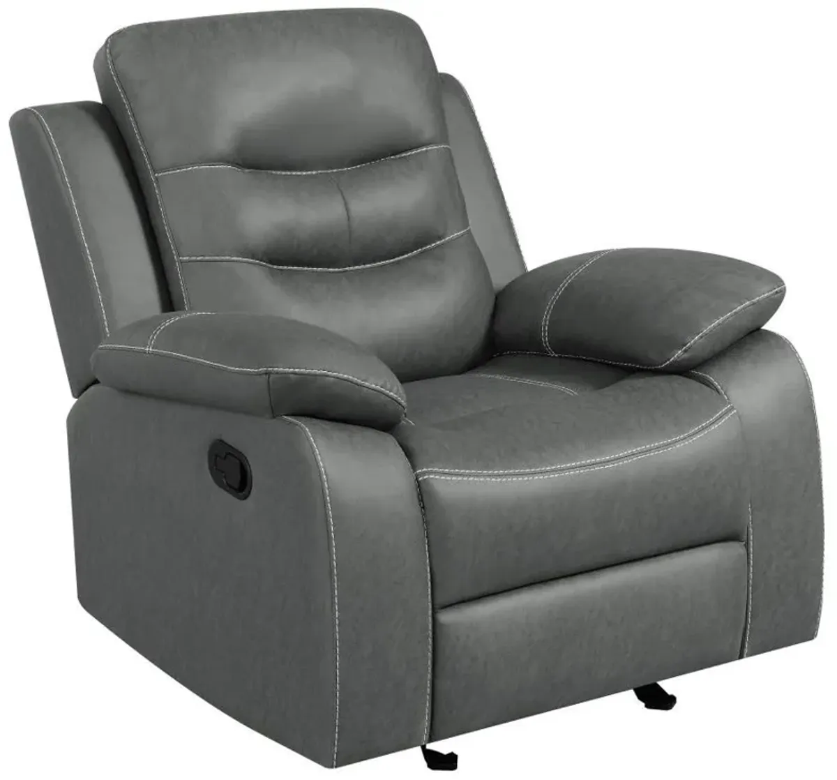 Nova - Upholstered Padded Arm Glider Recliner - Dark Gray