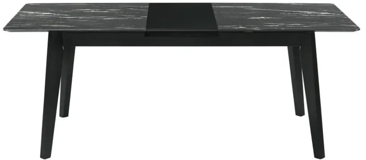 Crestmont - Rectangular Dining Table With Faux Marble Top And 16" Self-Storing Extension Leaf - Grey