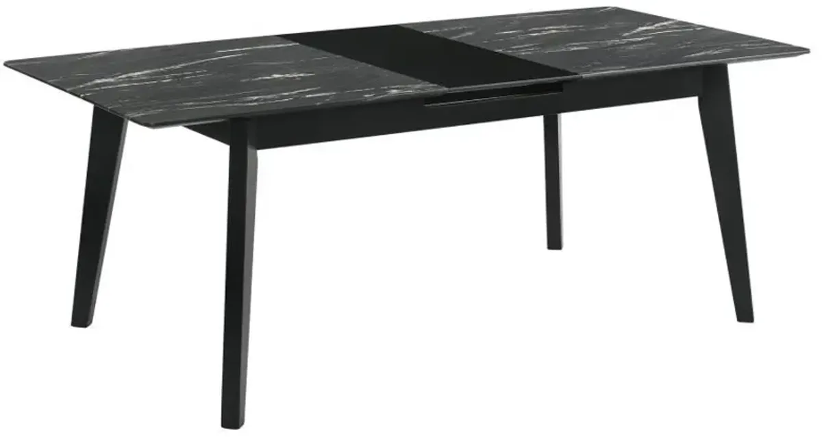 Crestmont - Rectangular Dining Table With Faux Marble Top And 16" Self-Storing Extension Leaf - Grey