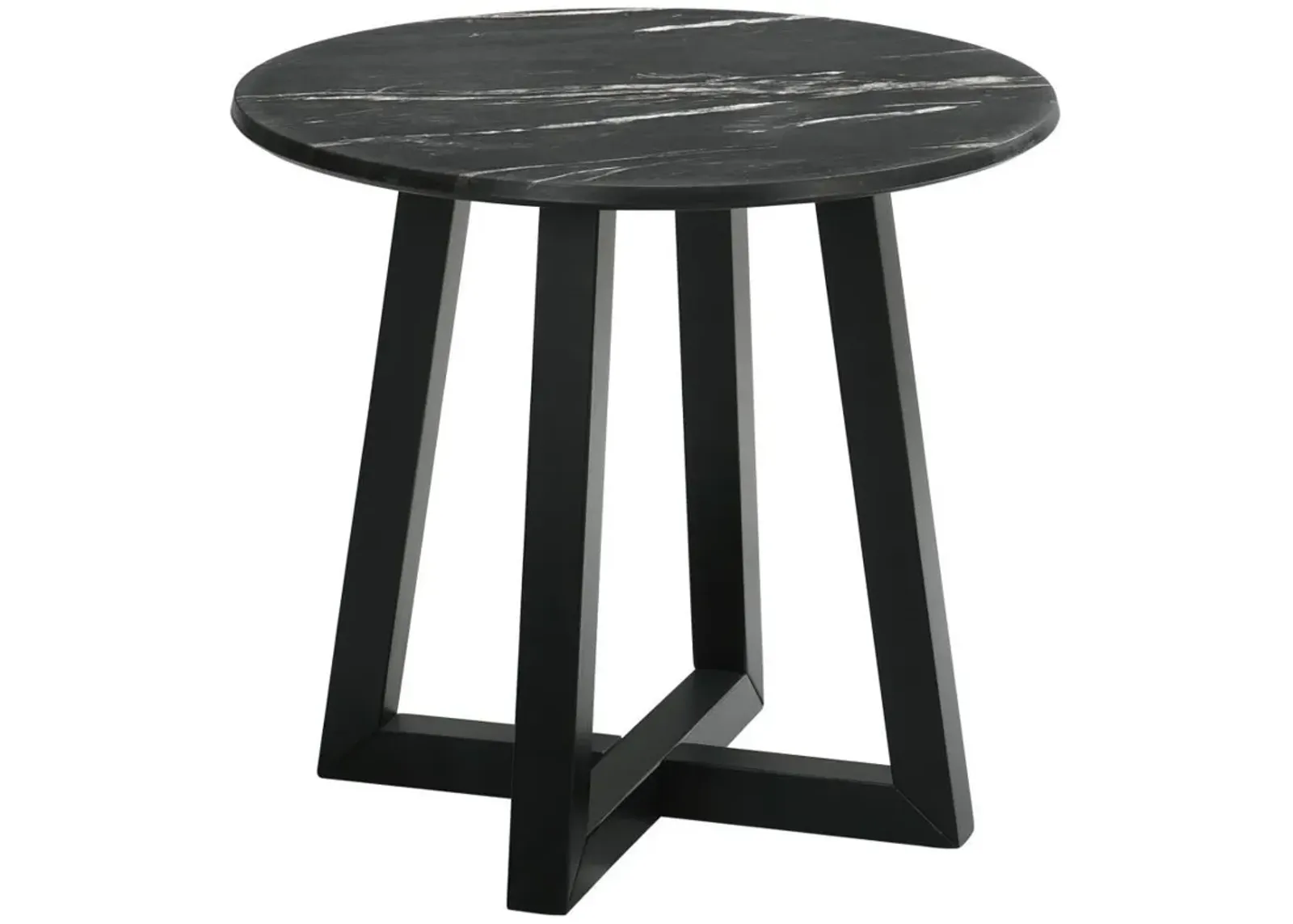 Skylark - Round Marble-Like Smart Top Side End Table - Black