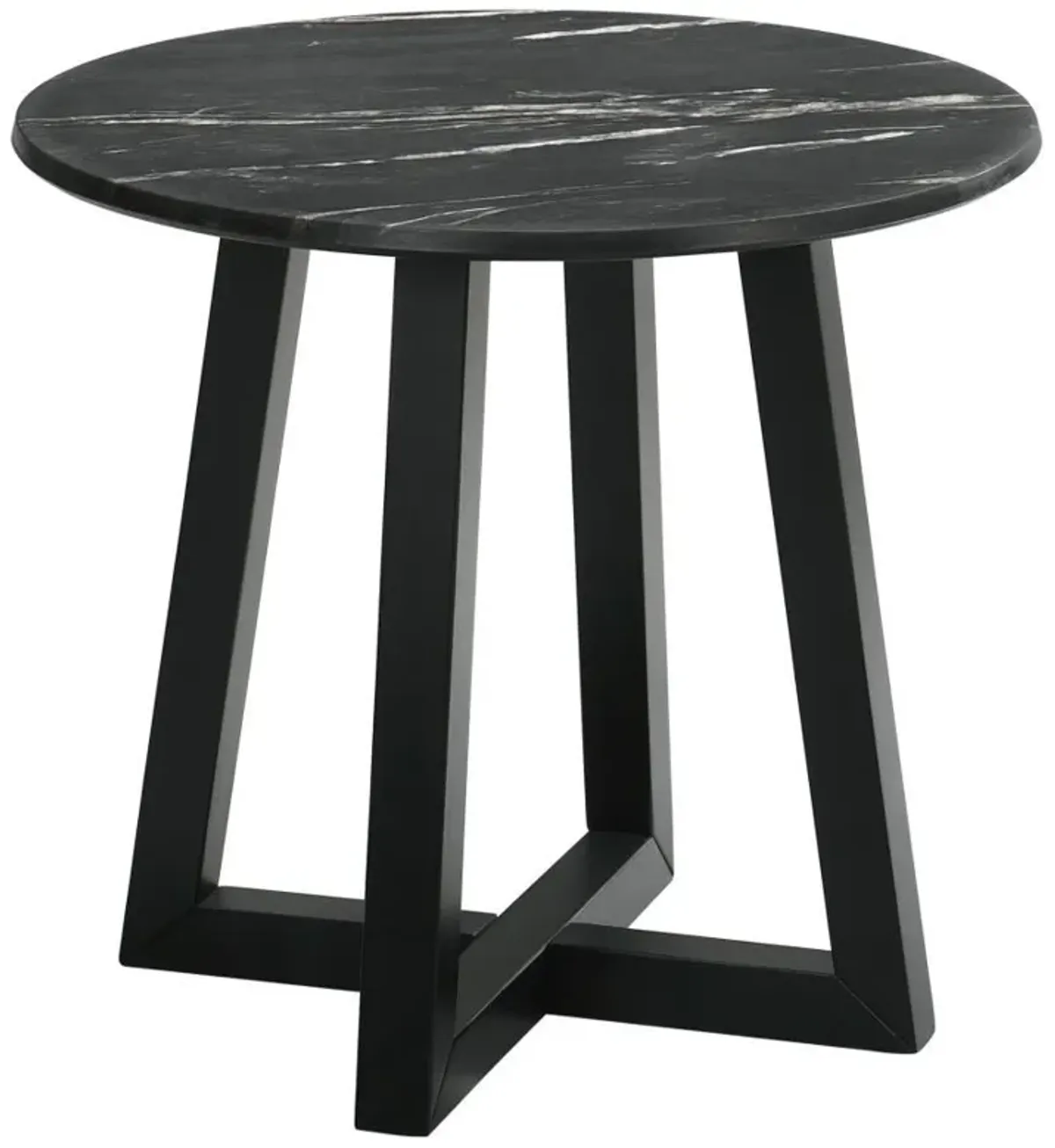 Skylark - Round Marble-Like Smart Top Side End Table - Black