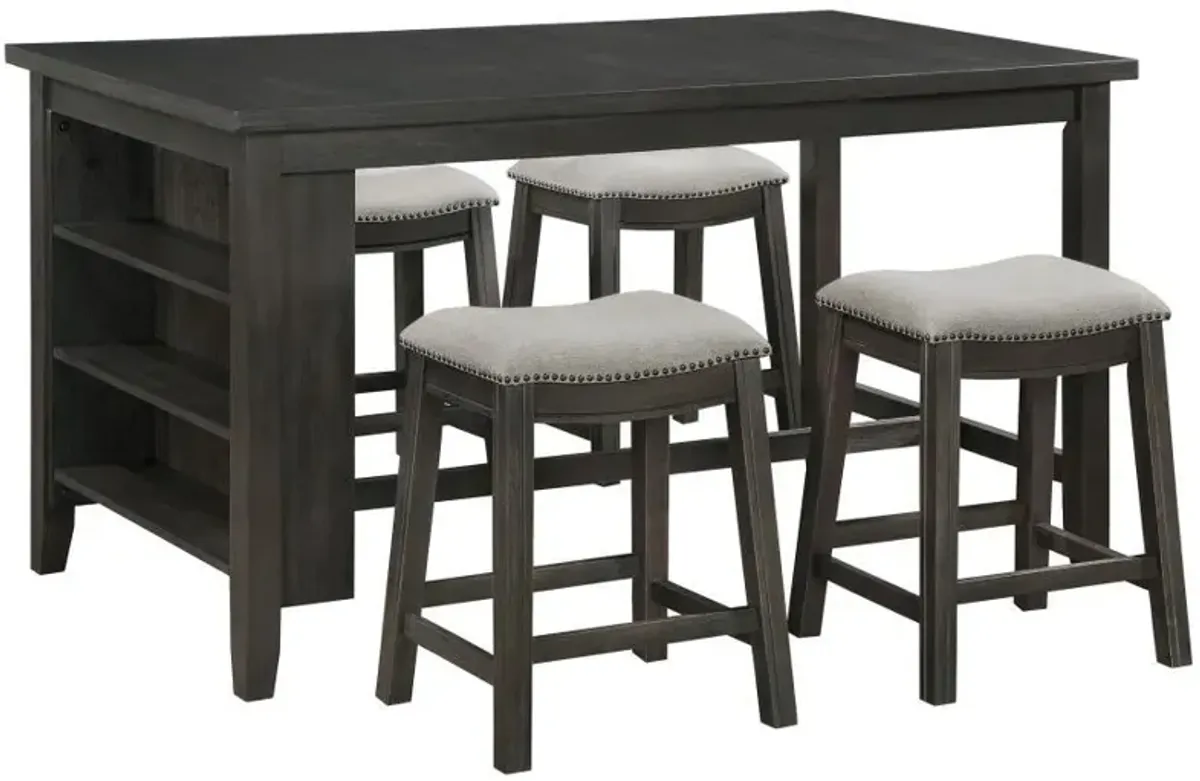 Elliston - 5 Piece Counter Height Dining Table Set - Dark Gray