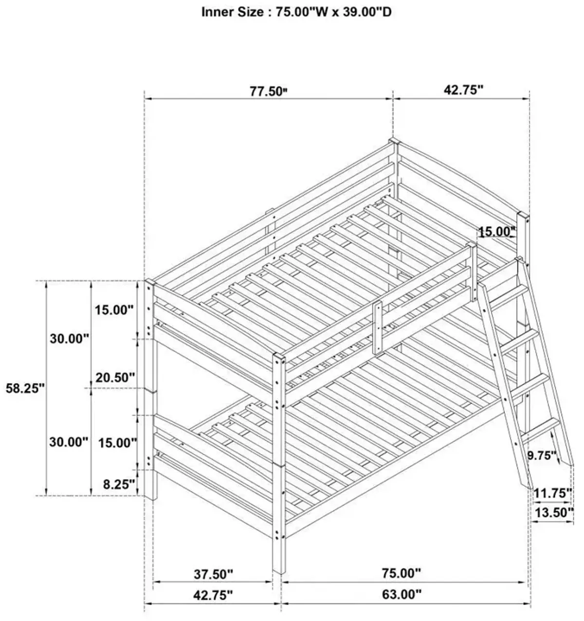 Rhea - Wood Twin Over Twin Bunk Bed - Gray