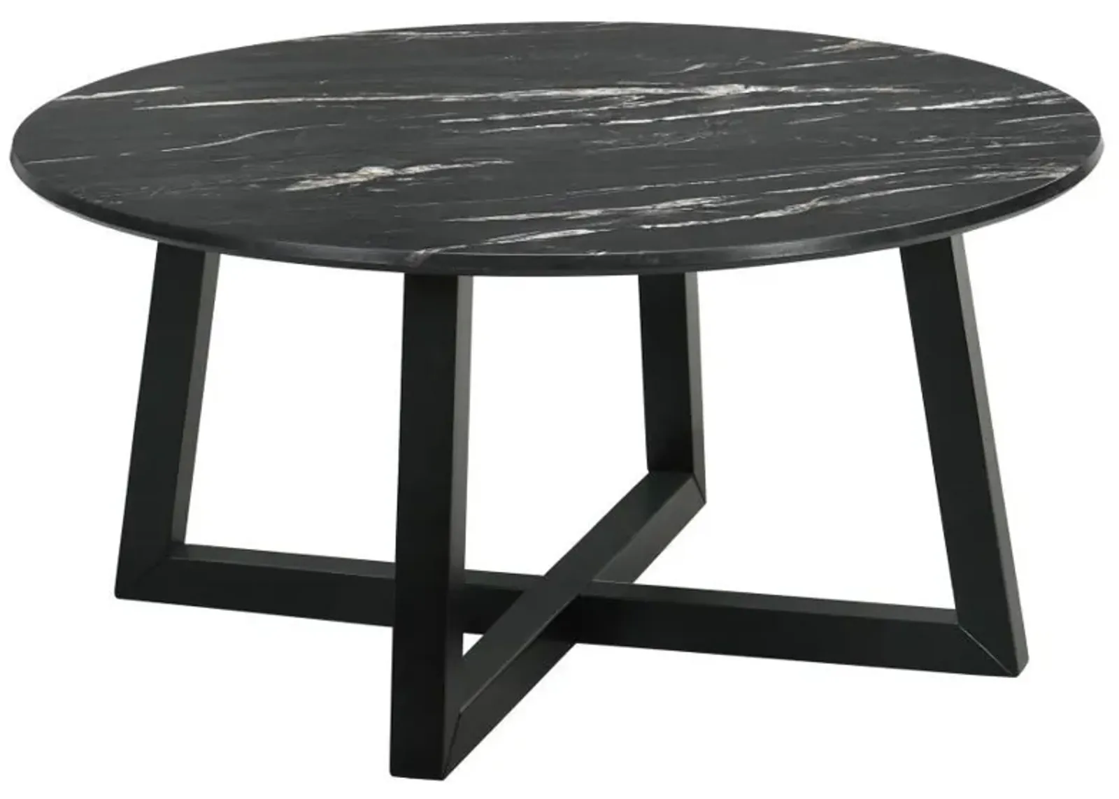 Skylark - Round Marble-Like Smart Top Coffee Table - Black