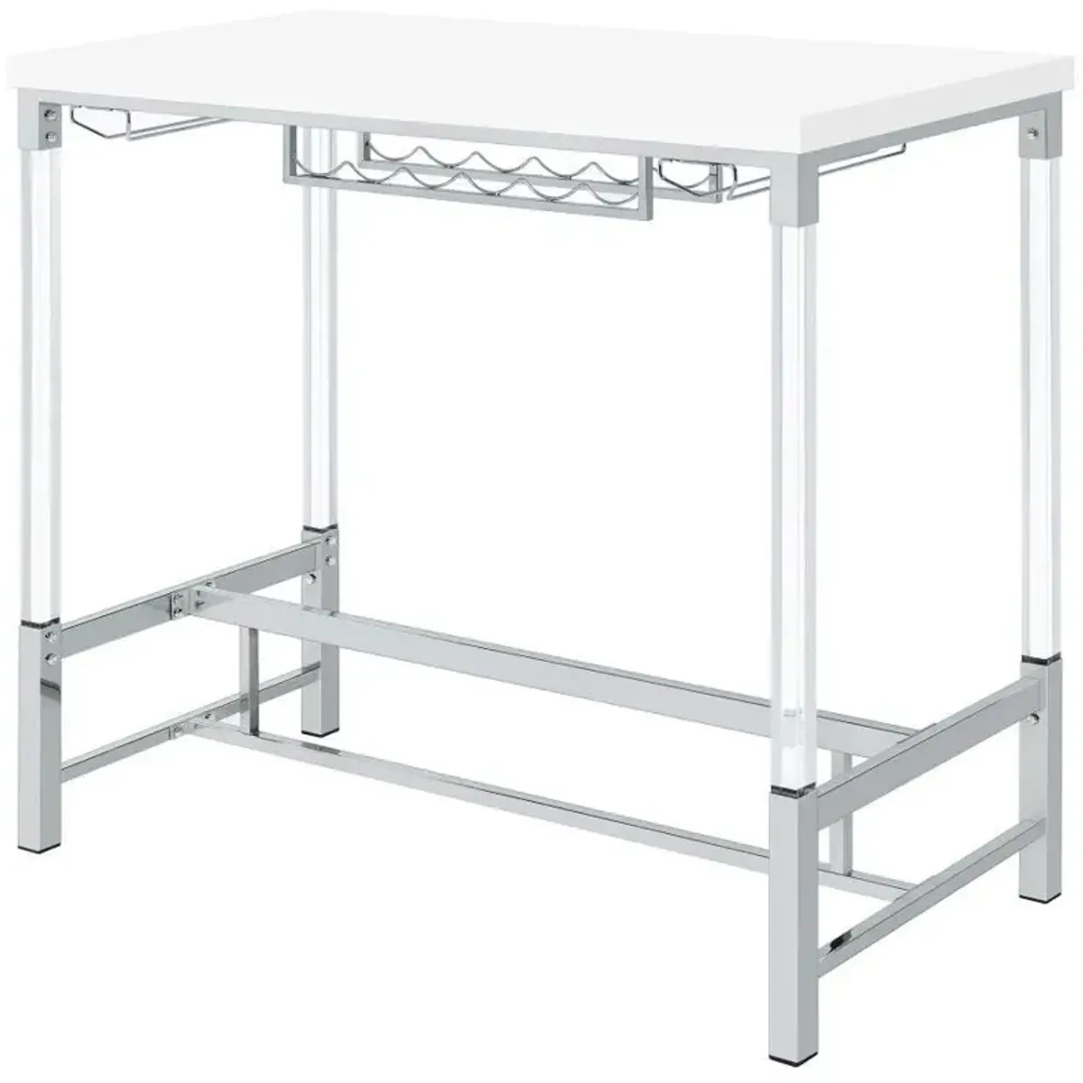 Norcrest - Acrylic Leg Bar Table - White High Gloss