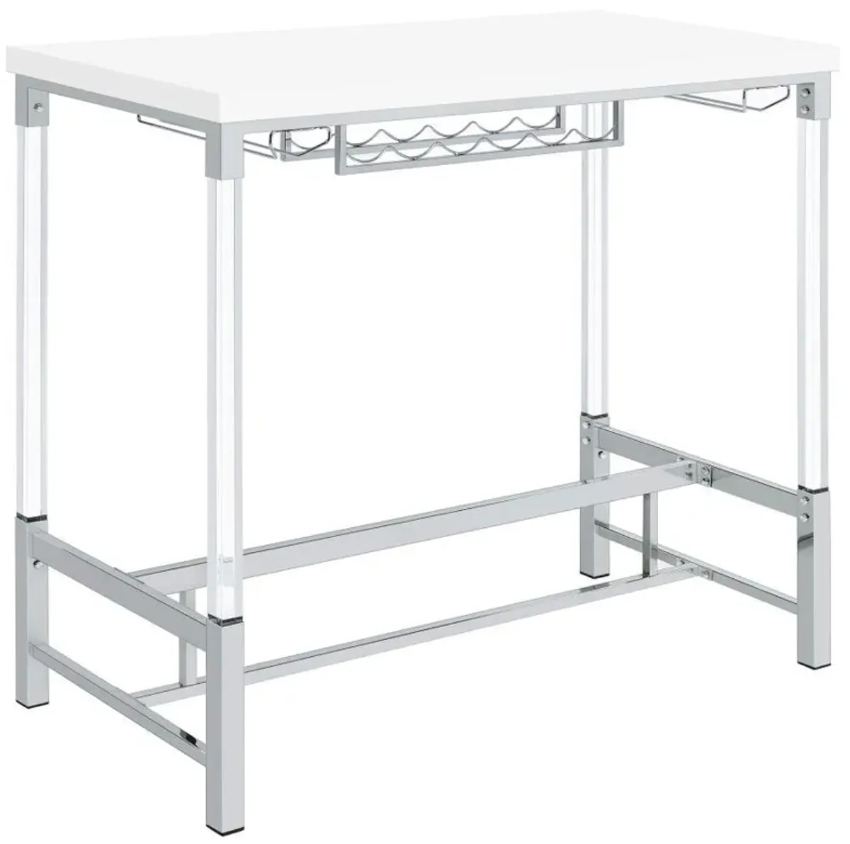 Norcrest - Acrylic Leg Bar Table - White High Gloss