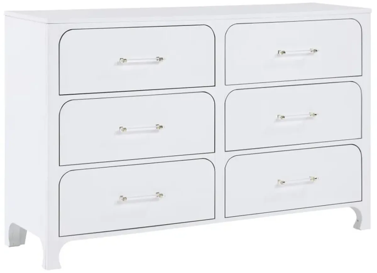 Anastasia - 6-Drawer Dresser - Pearl White