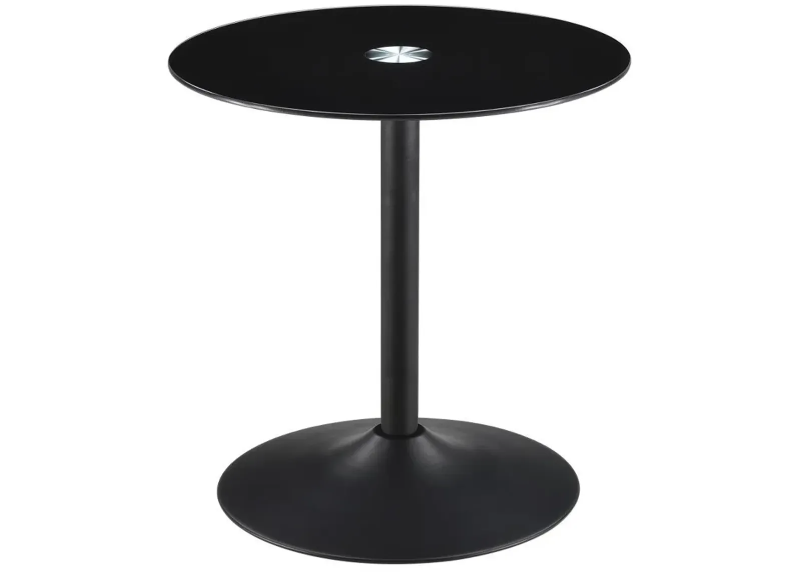 Ganso - Round Metal End Table With Tempered Glass Top - Black