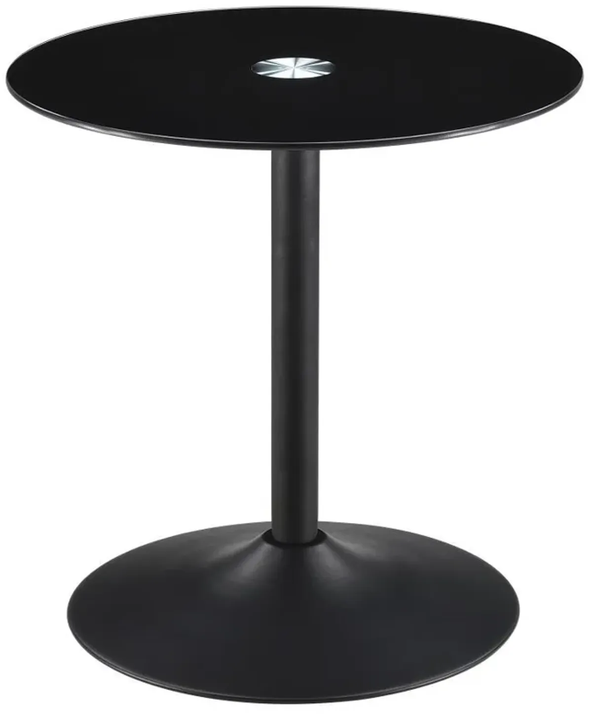 Ganso - Round Metal End Table With Tempered Glass Top - Black