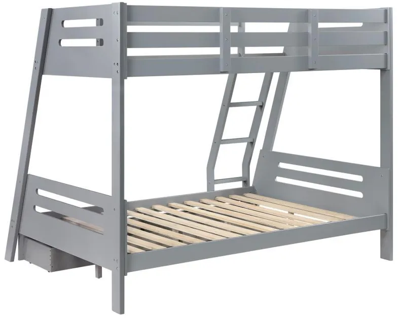 Trisha - Wood Twin Over Full Bunk Bed With Storage Drawers - Grey