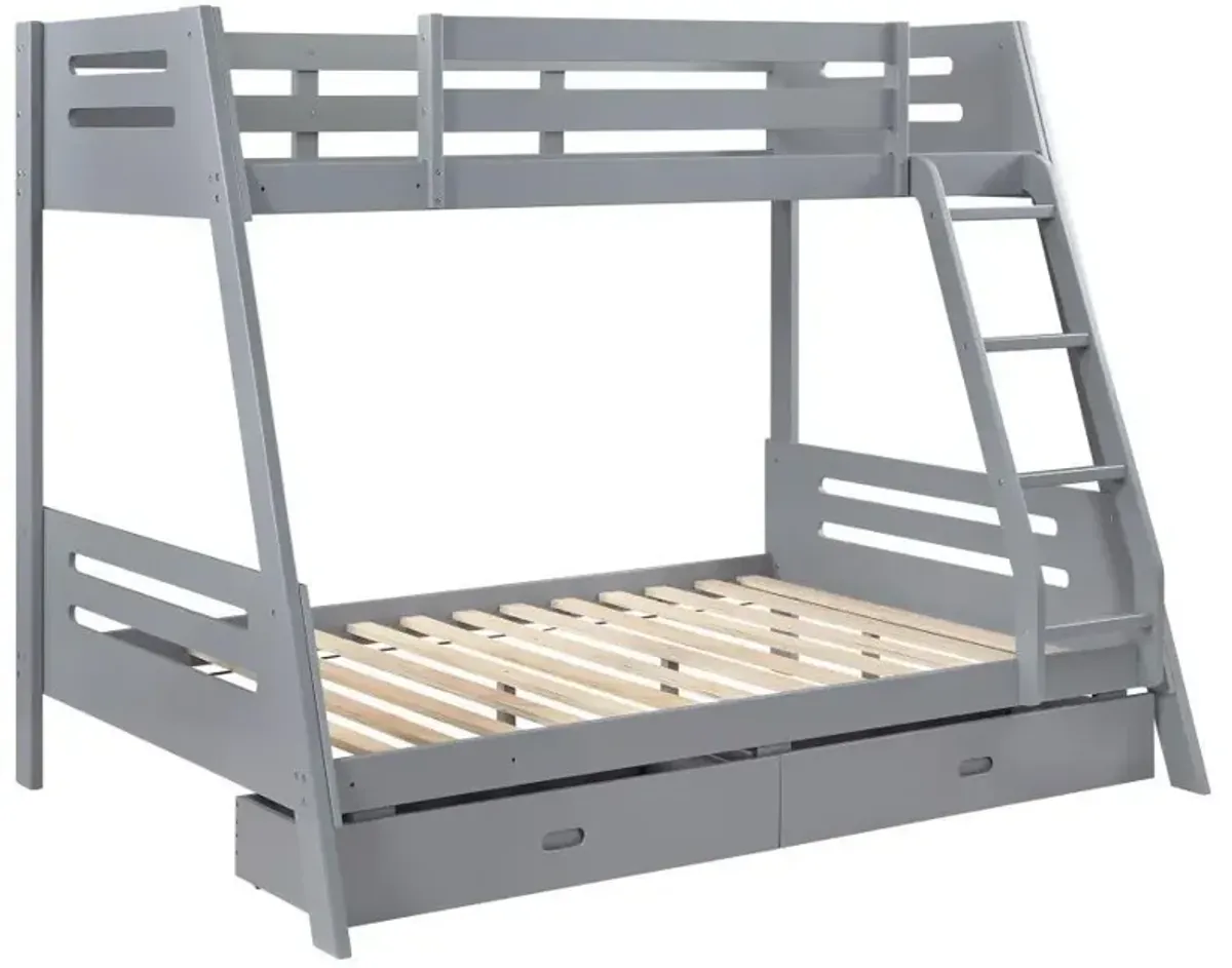 Trisha - 2-Drawer Wood Twin Over Full Bunk Bed - Gray