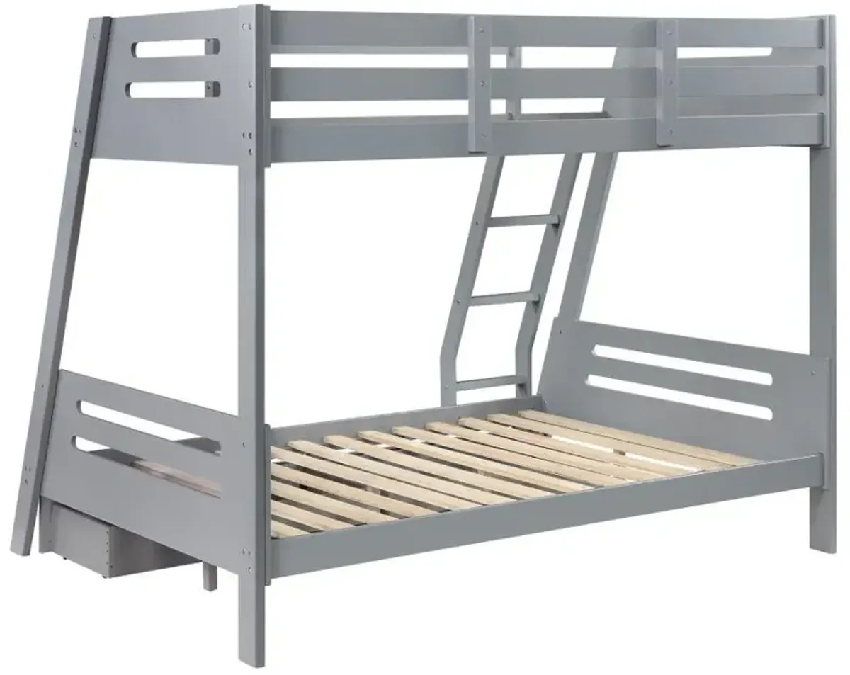 Trisha - 2-Drawer Wood Twin Over Full Bunk Bed - Gray