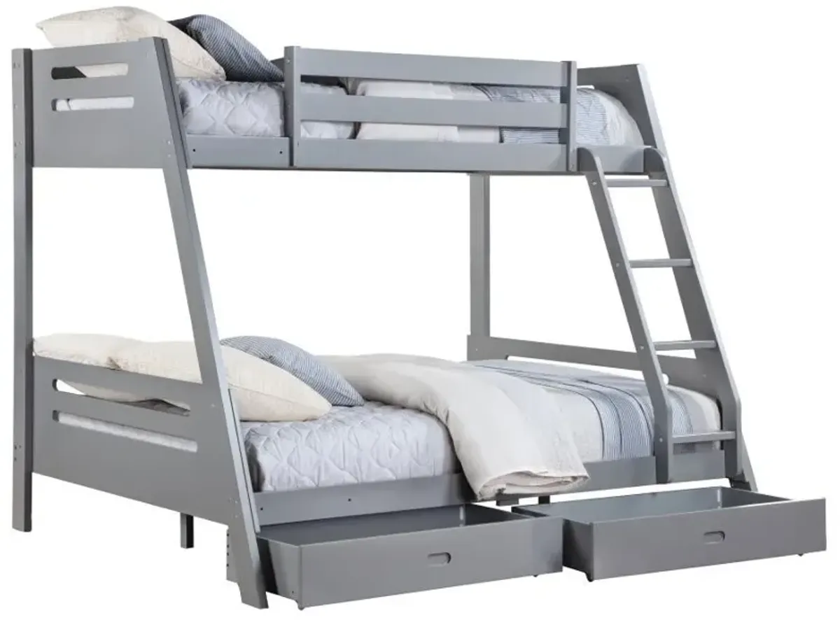 Trisha - 2-Drawer Wood Twin Over Full Bunk Bed - Gray