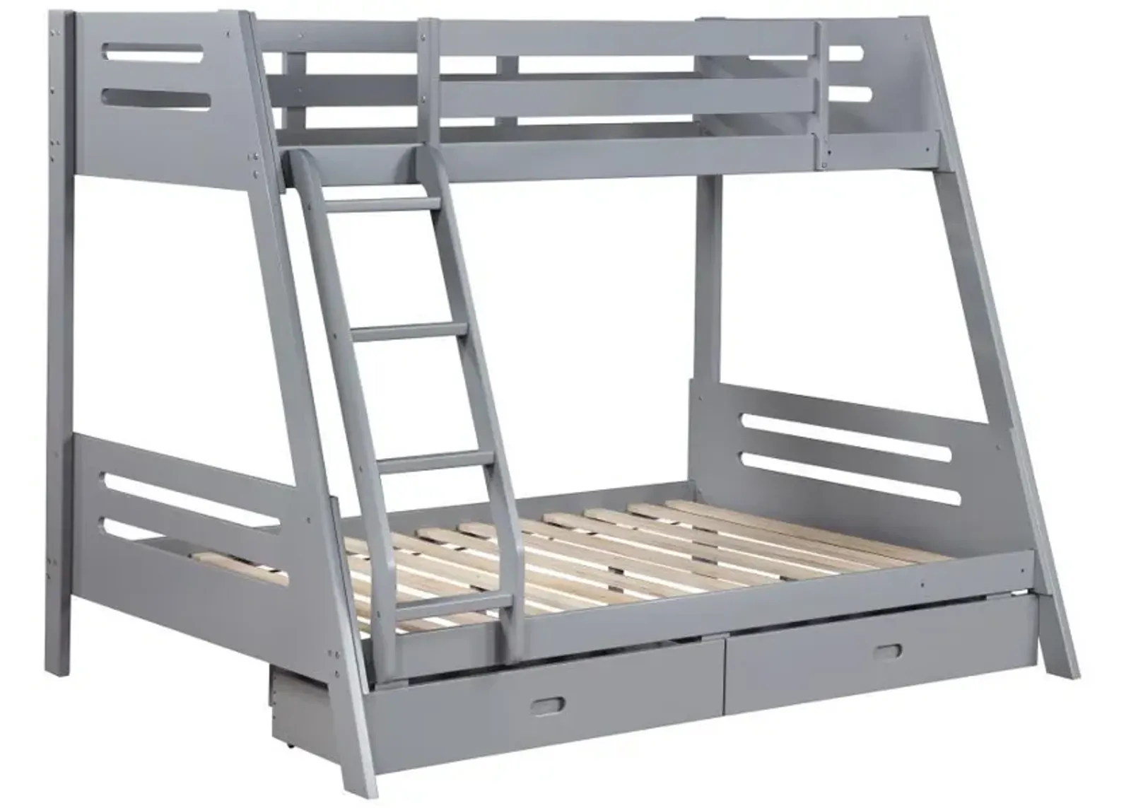 Trisha - 2-Drawer Wood Twin Over Full Bunk Bed - Gray