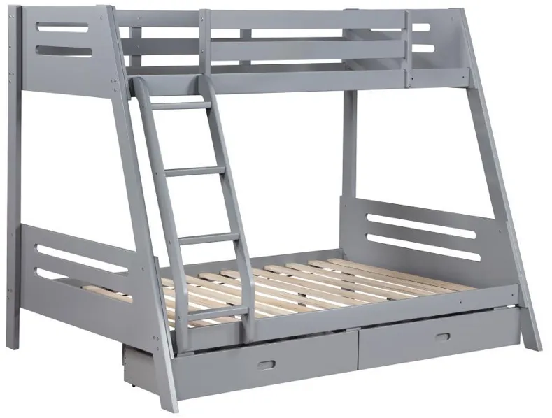 Trisha - Wood Twin Over Full Bunk Bed With Storage Drawers - Grey