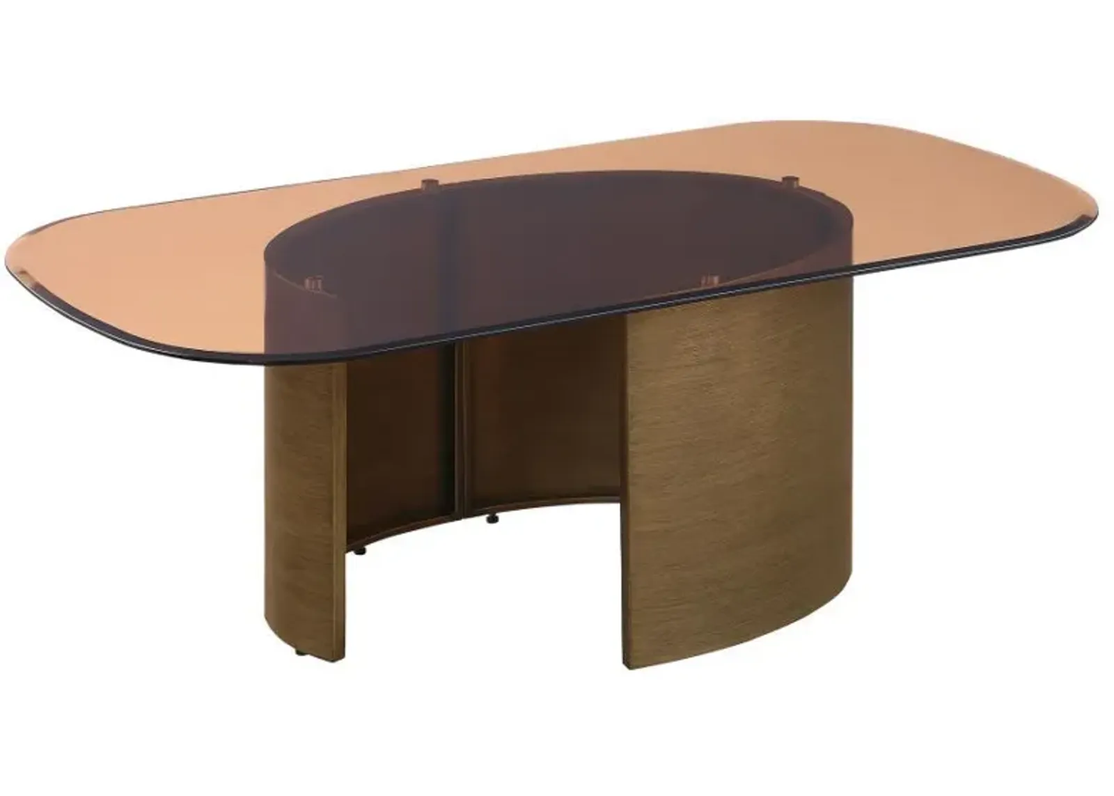 Morena - Rectangular Tawny Glass Coffee Table - Brushed Bronze