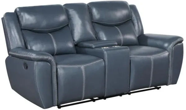 Sloane - Upholstered Motion Reclining Loveseat With Console - Blue