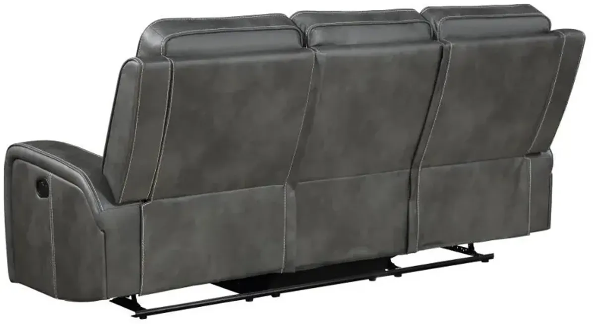 Raelynn - Upholstered Track Arm Motion Sofa - Gray