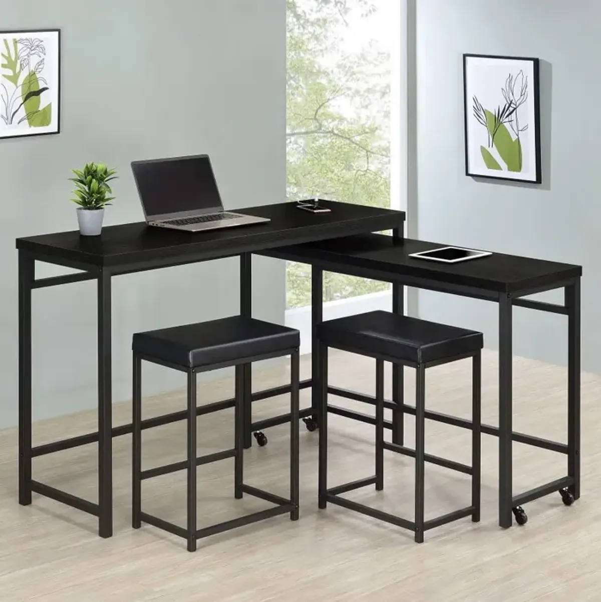 Hawes - 4 Piece Multipurpose Counter Height Table Set - Black