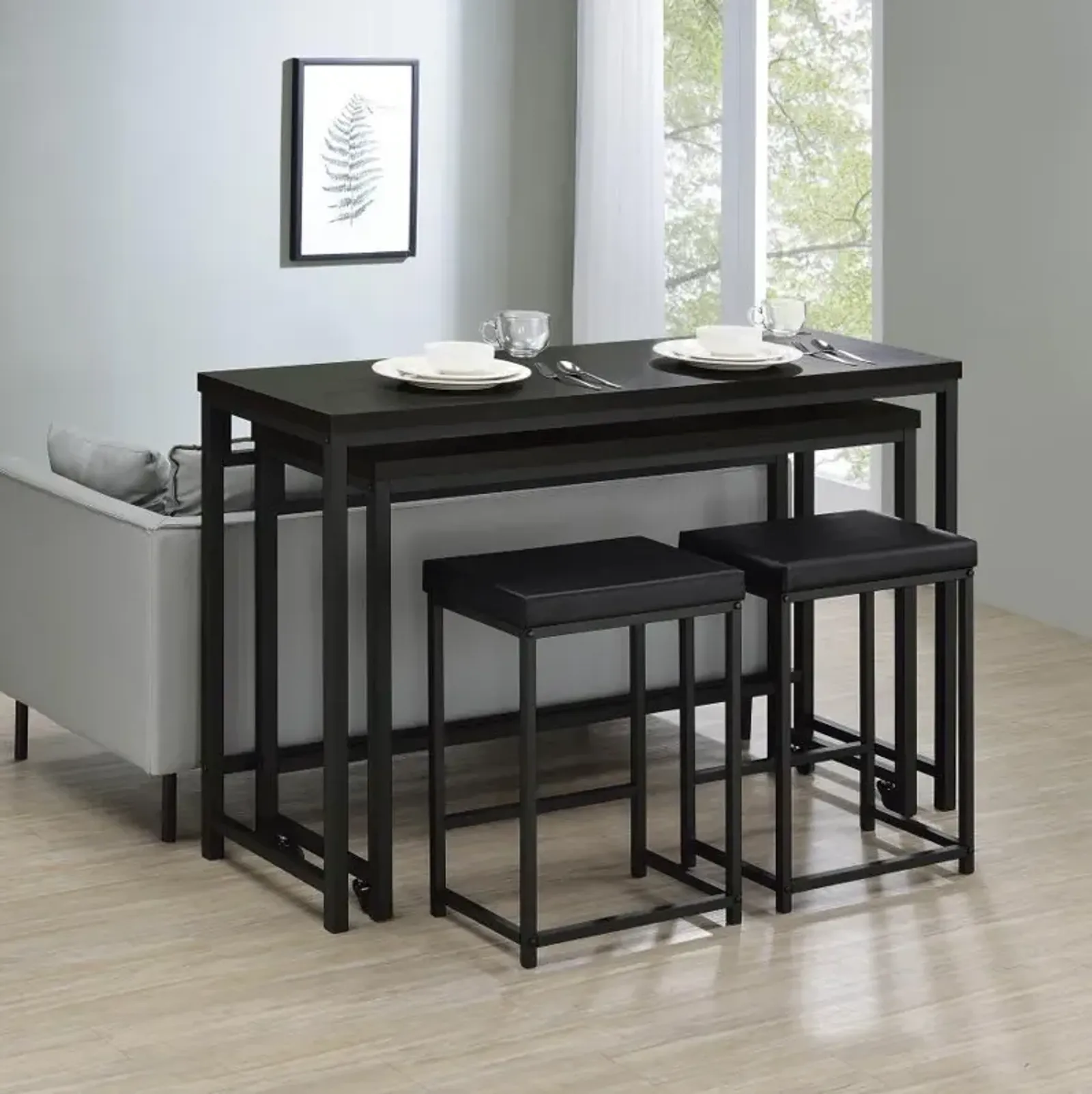 Hawes - 4 Piece Multipurpose Counter Height Table Set - Black