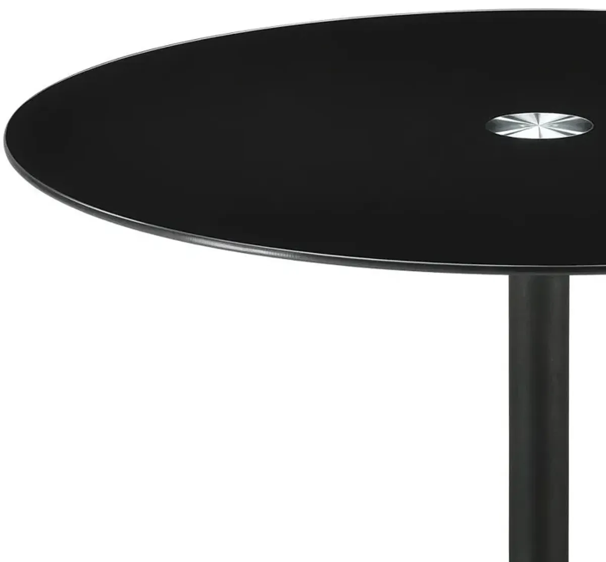 Ganso - Round Metal Coffee Table With Tempered Glass Top - Black