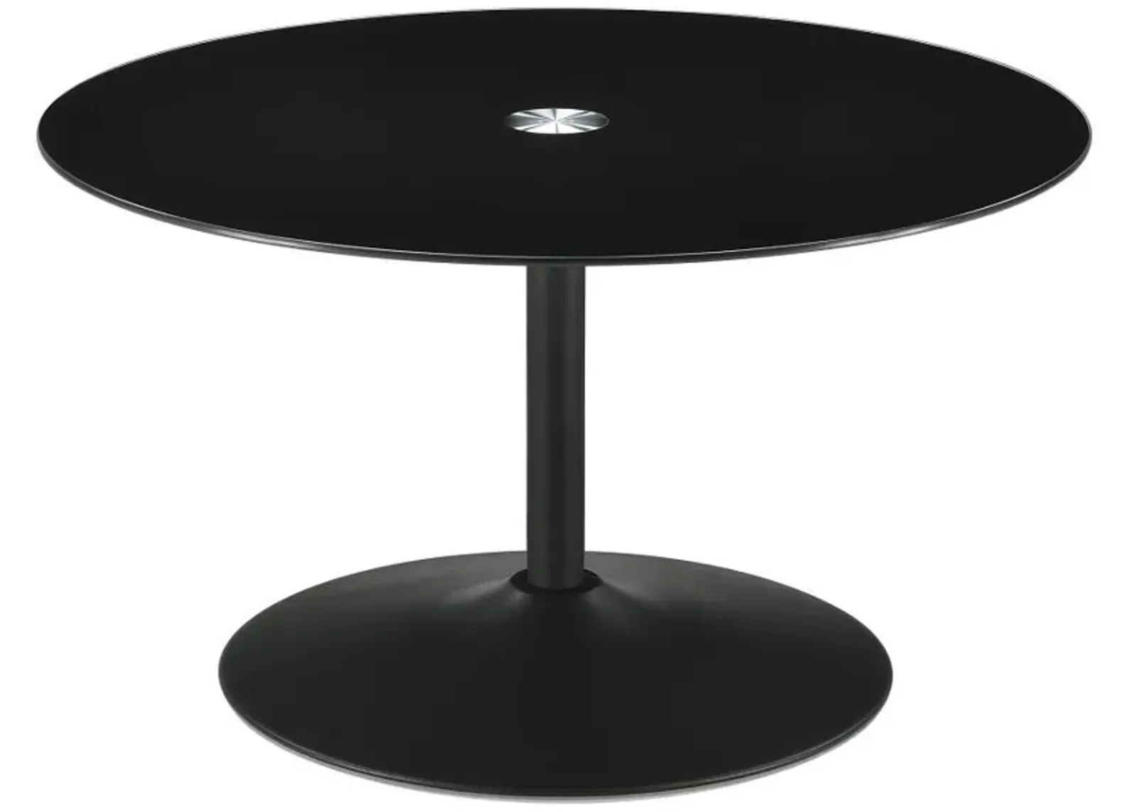 Ganso - Round Metal Coffee Table With Tempered Glass Top - Black